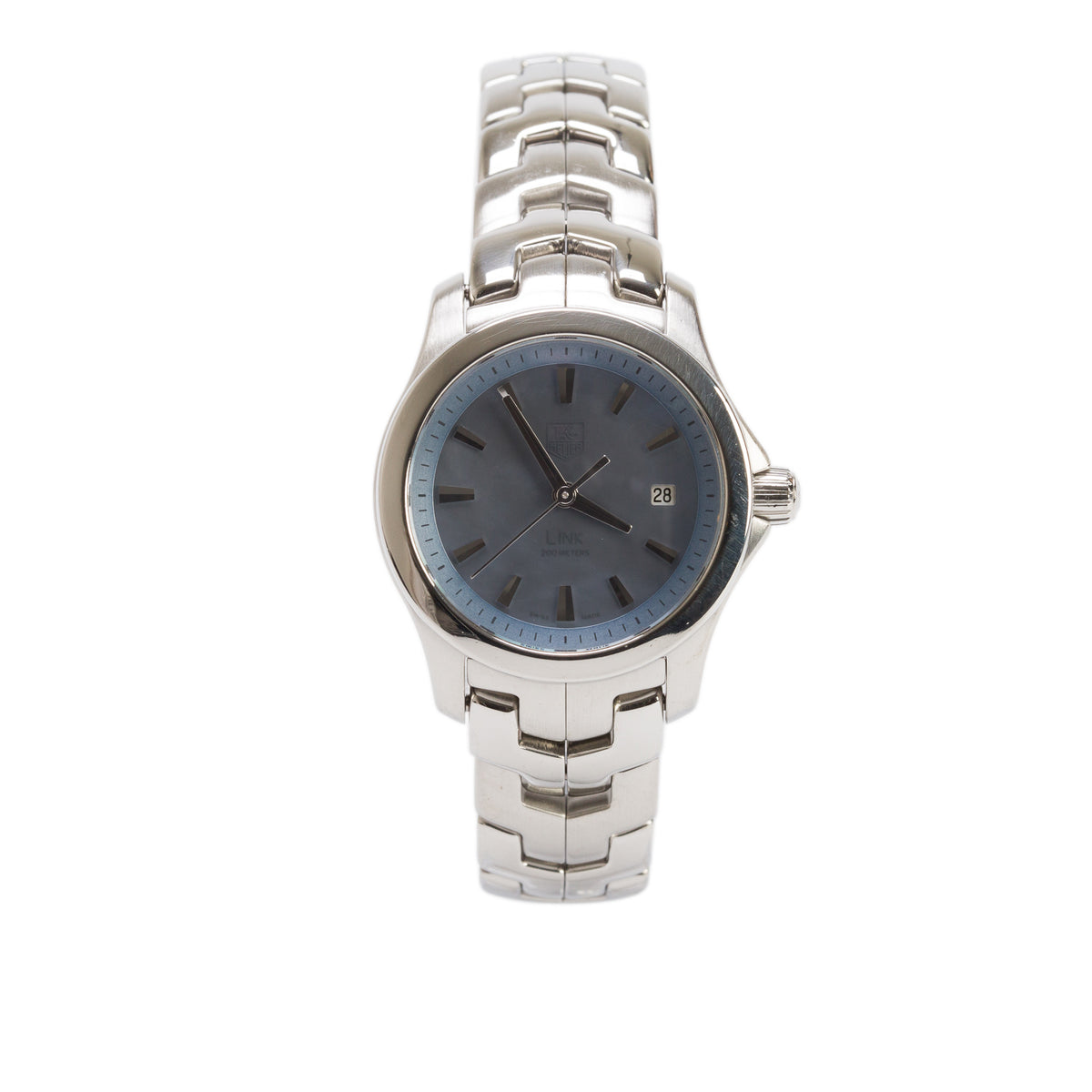 Tag Heuer Stainless Steel Link 27 MM Quartz Watch Blue Mother of Pearl Dial WJF1311