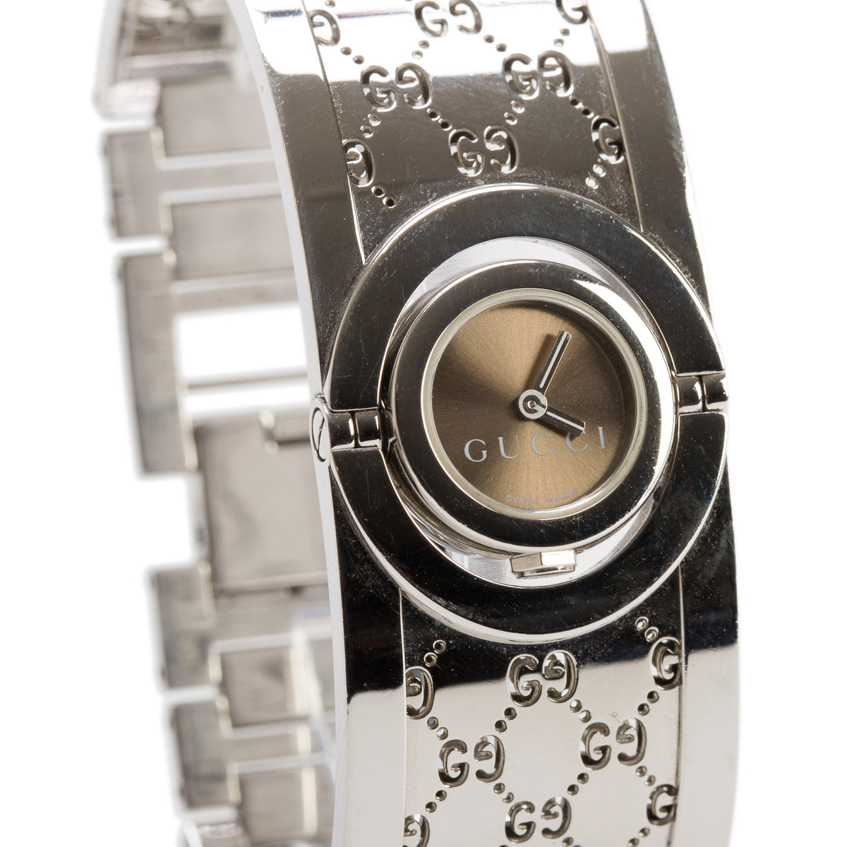 Gucci Stainless Steel Twirl Quartz Watch Brown Dial