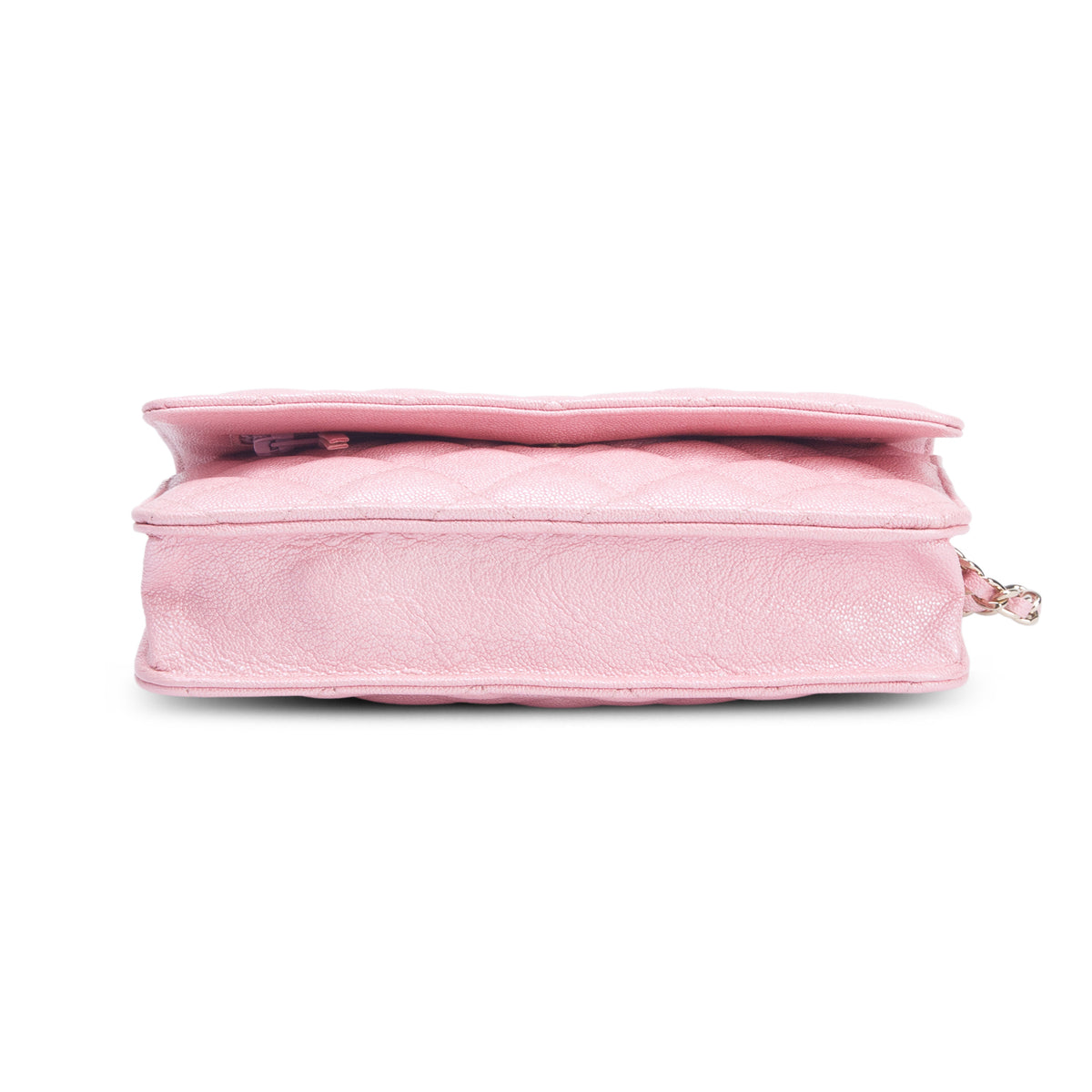 Chanel Pink Iridescent Caviar Quilted Classic Wallet on Chain w/ Box & Authenticity Card