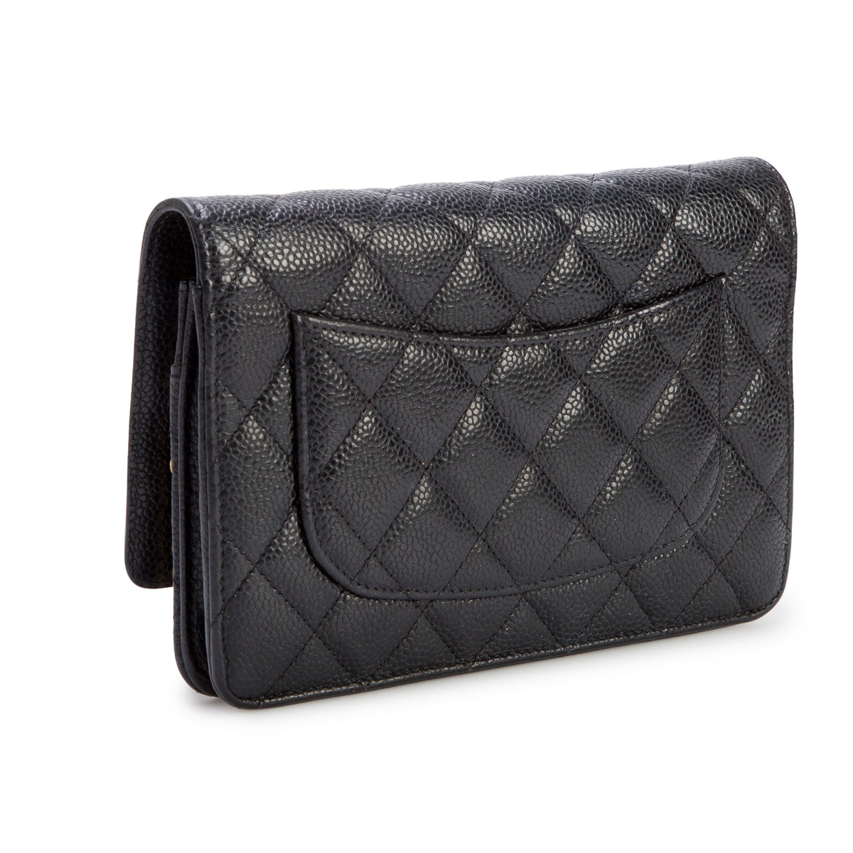 Chanel 2020 Black Caviar Quilted Classic Wallet on Chain w/ Box & Authenticity Card