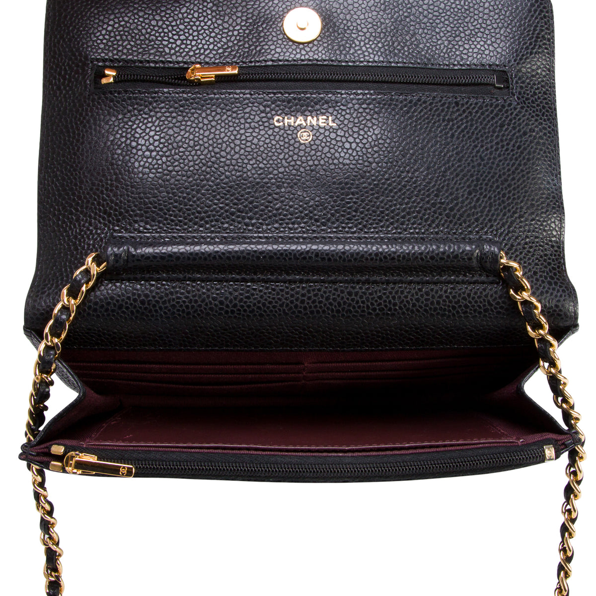 Chanel 2020 Black Caviar Quilted Classic Wallet on Chain w/ Box & Authenticity Card