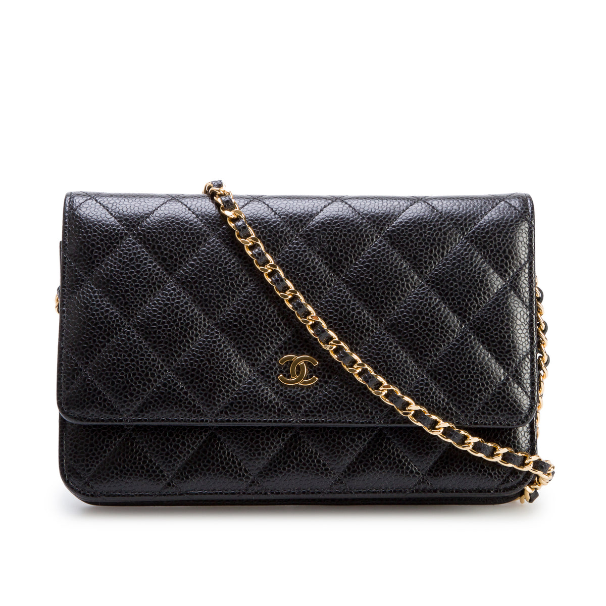 Chanel Black Caviar Quilted Classic Wallet on Chain w/ Box & Authenticity Card