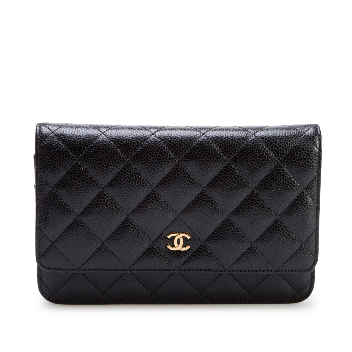 Chanel Black Caviar Quilted Classic Wallet on Chain w/ Box & Authenticity Card