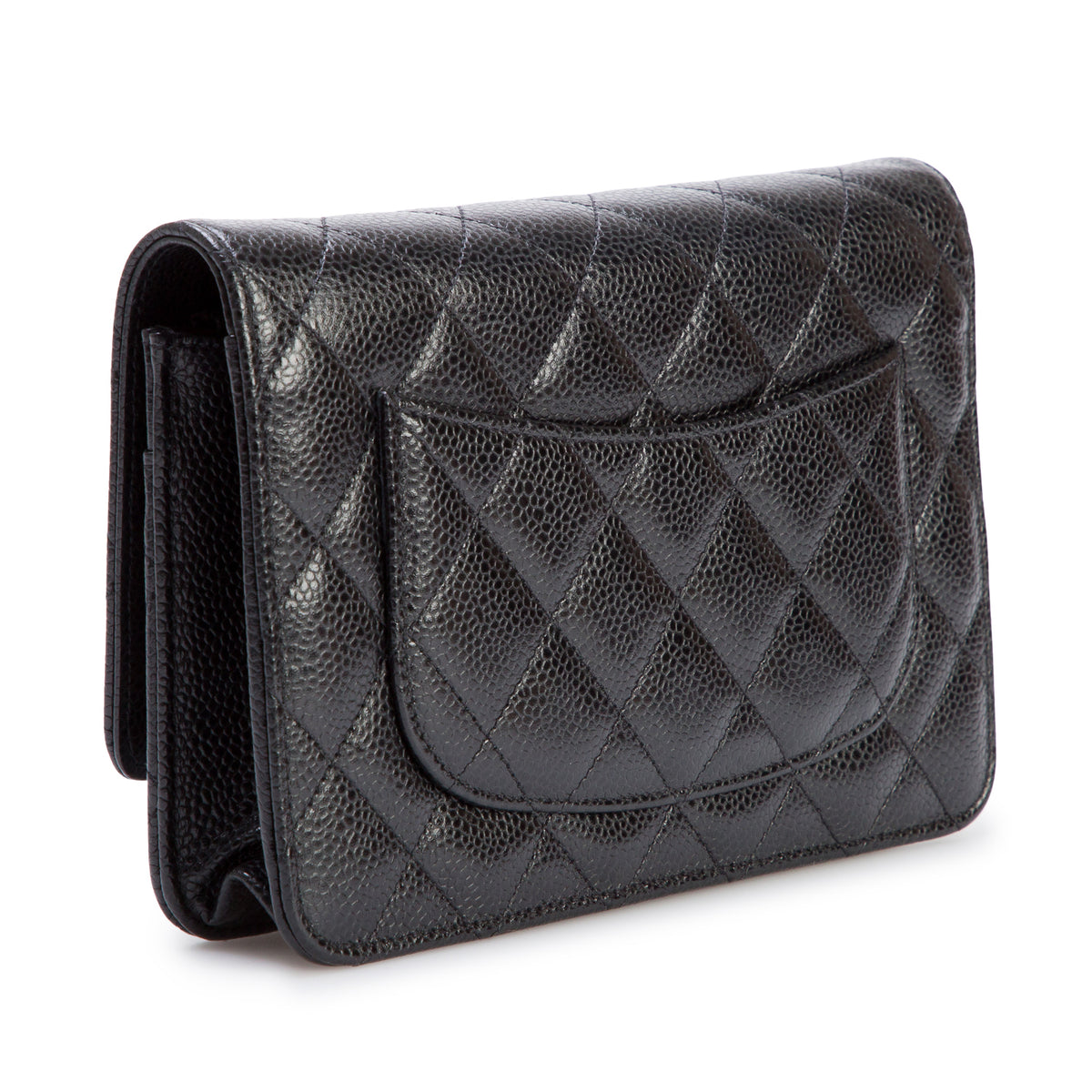 Chanel Black Caviar Quilted Classic Wallet on Chain w/ Box & Authenticity Card