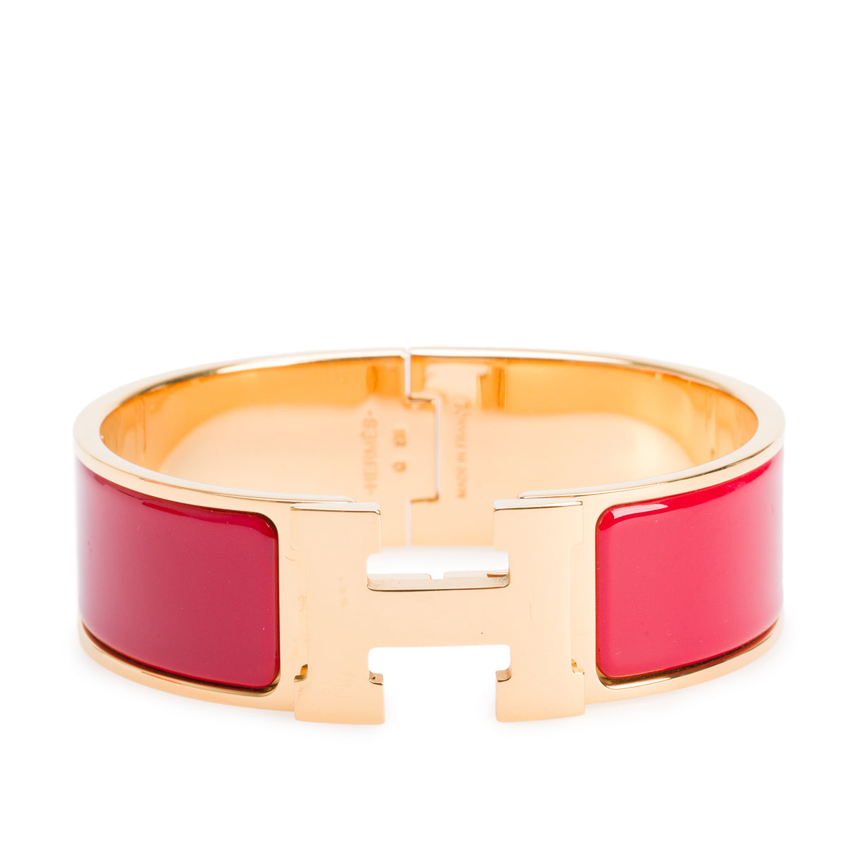 Hermes Gold-Plated Red Enamel Clic Clac H Bracelet