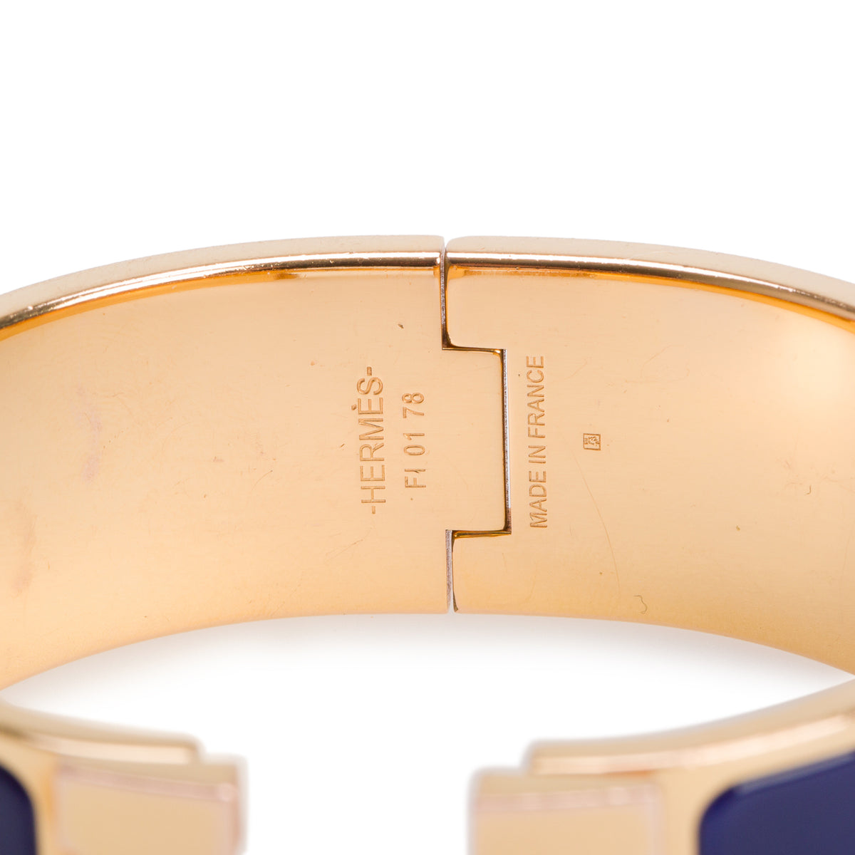 Hermes Gold-Plated Blue Enamel Clic Clac H Bracelet