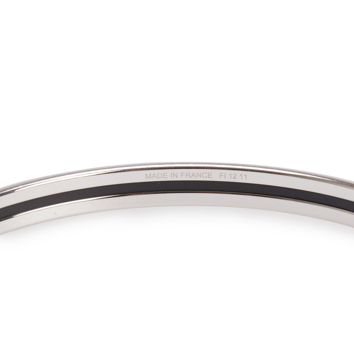 Hermes Palladium-Plated Pink Enamel Uni Bangle w/ Box