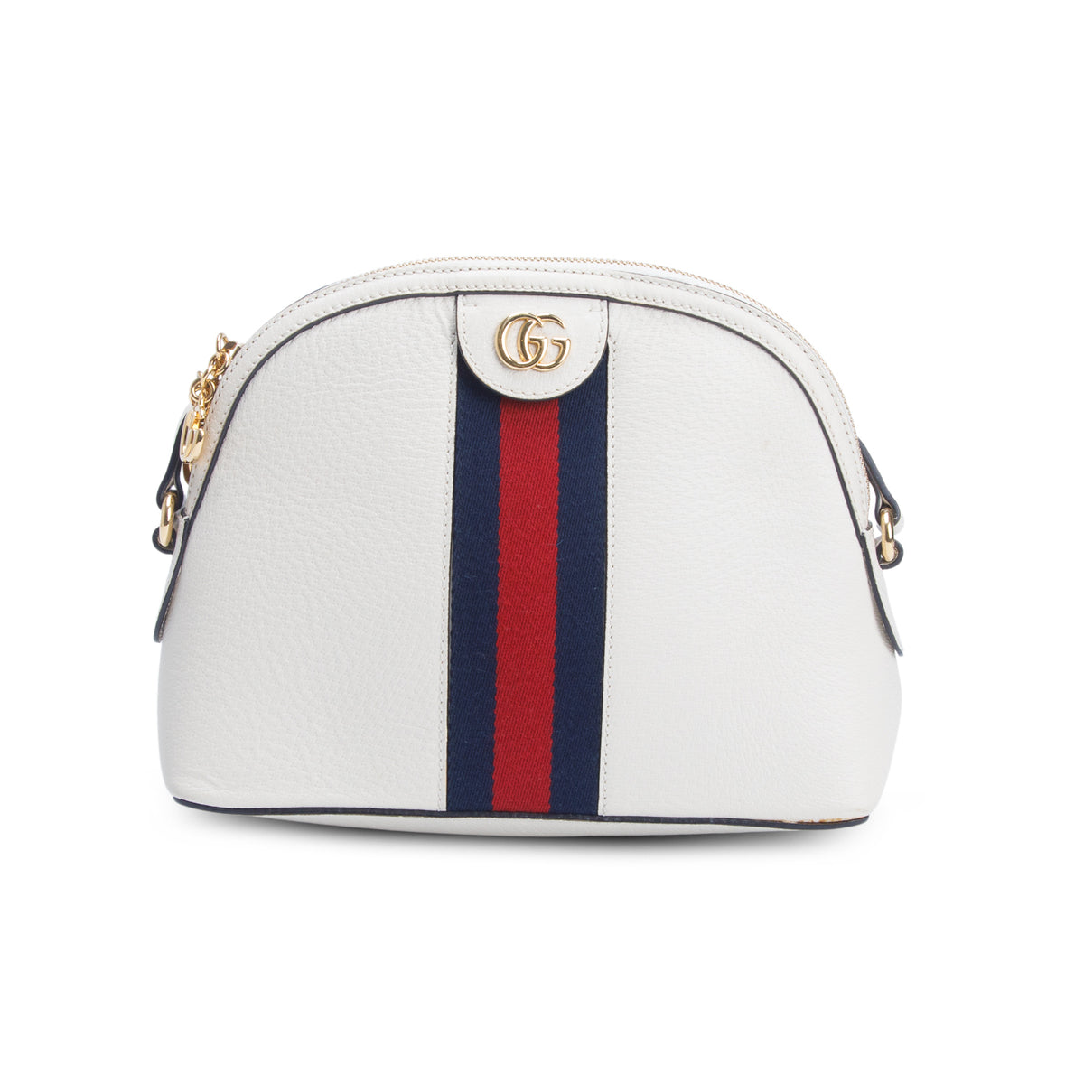 Gucci White Dollar Calfskin Web Small Ophidia Dome Crossbody Bag