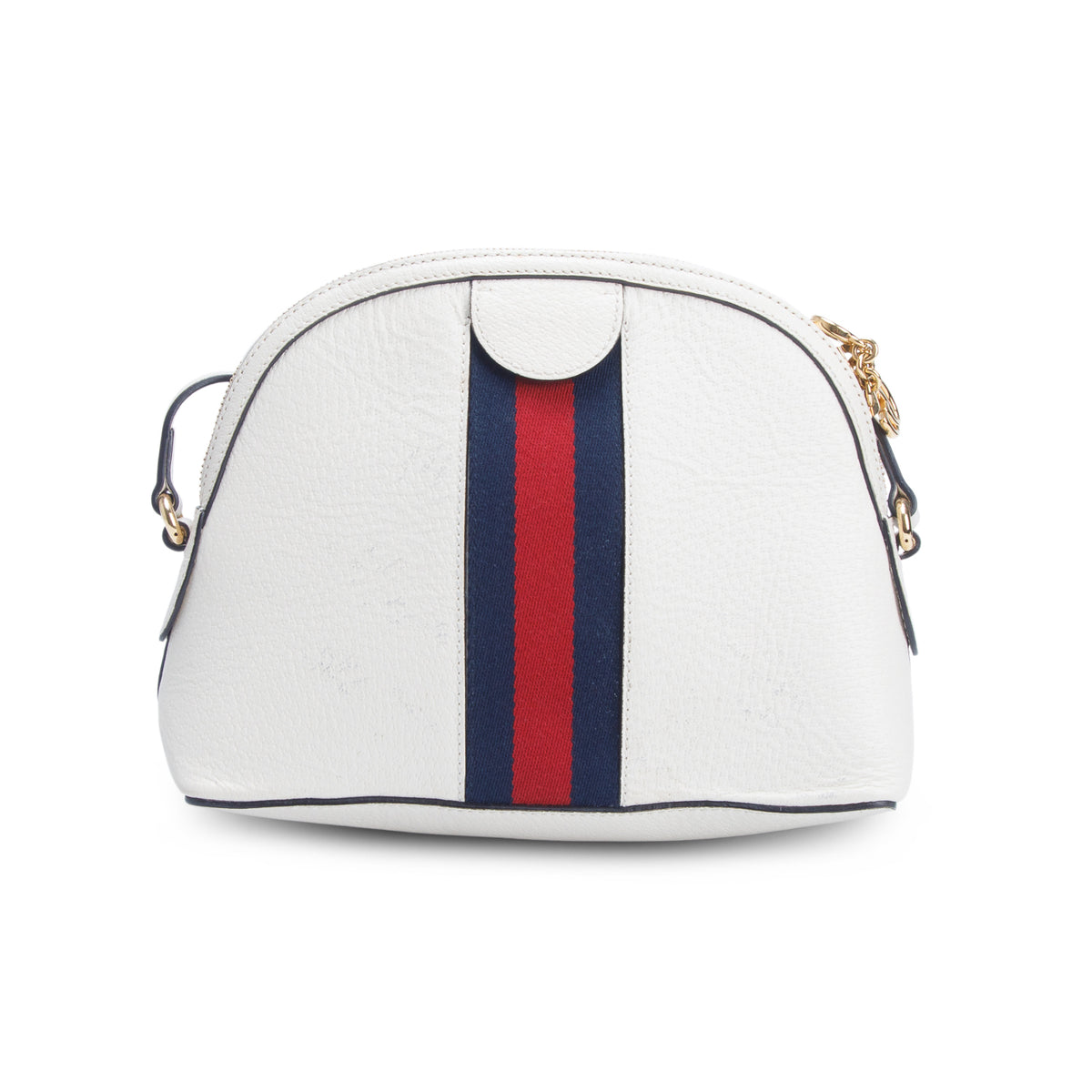 Gucci White Dollar Calfskin Web Small Ophidia Dome Crossbody Bag