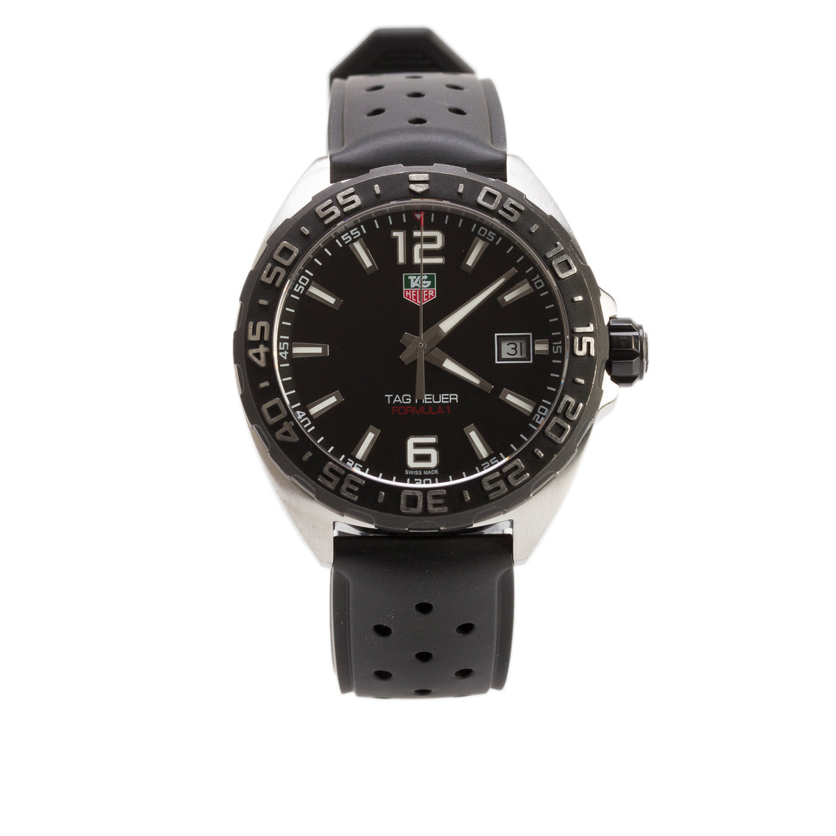 Tag Heuer Stainless Steel Formula 1 41 MM Quartz Watch Black Dial WAZ1110