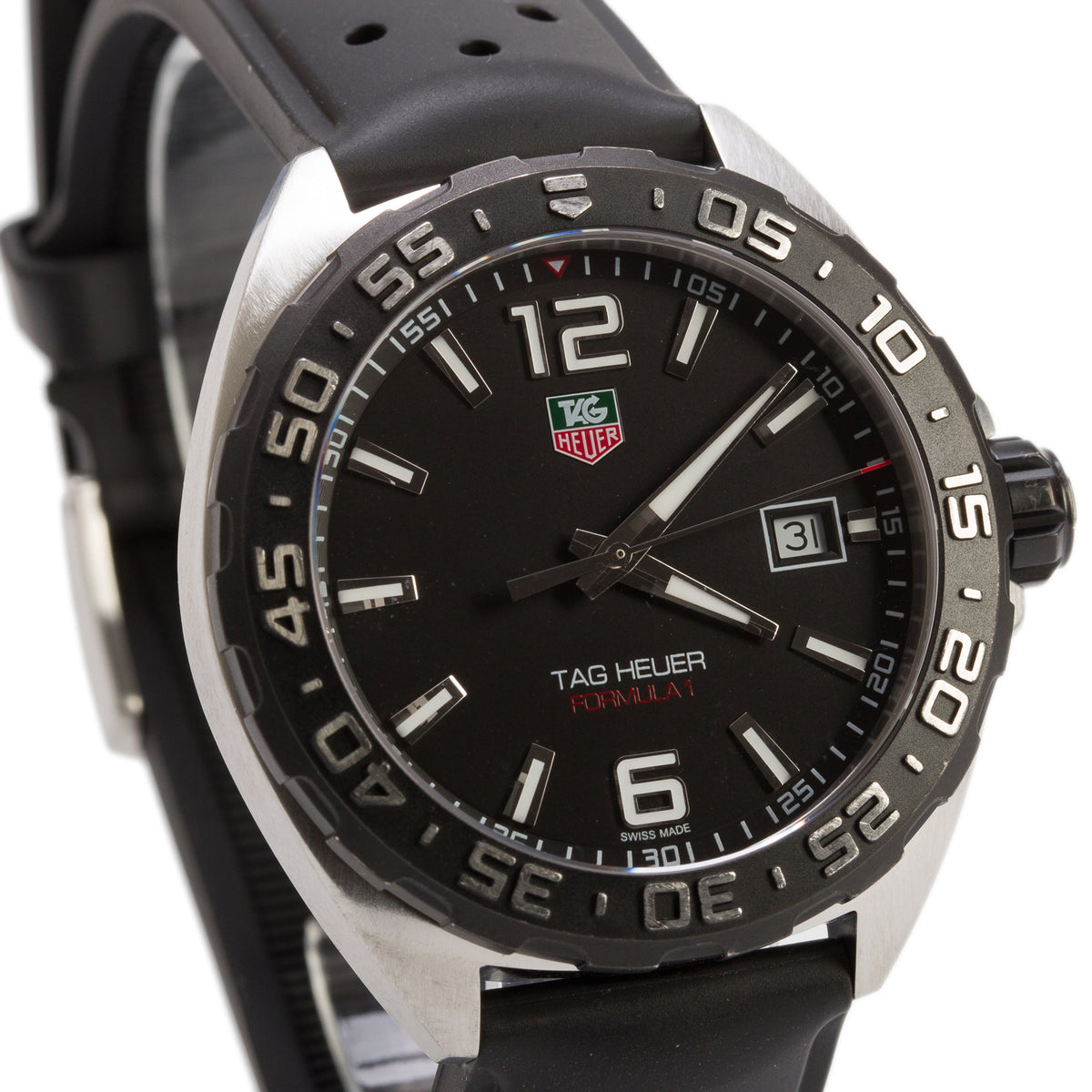 Tag Heuer Stainless Steel Formula 1 41 MM Quartz Watch Black Dial WAZ1110