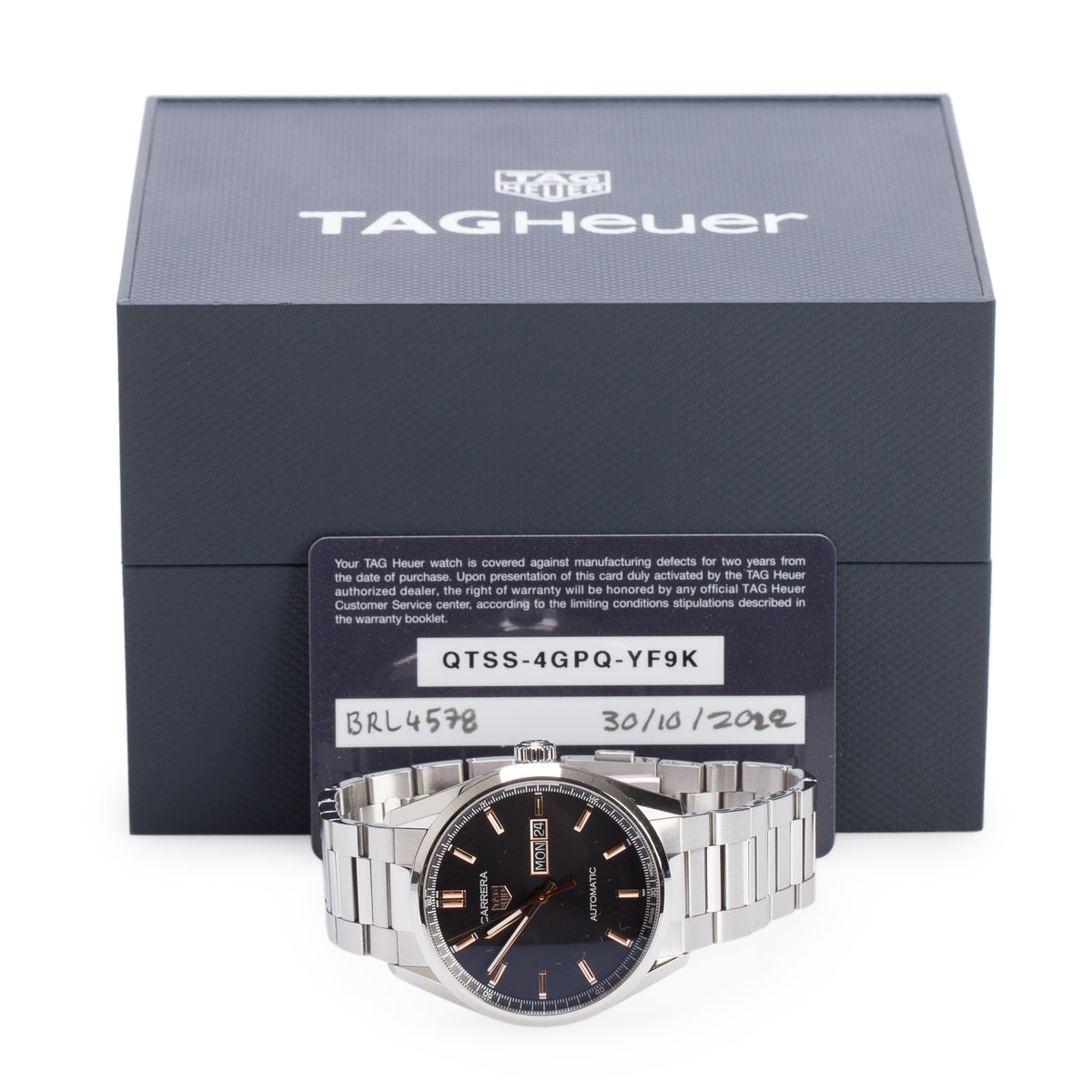 Tag Heuer 2022 Stainless Steel Carrera Day-Date 41 MM Automatic Watch Black Dial WBN2013 w/ Box & Papers