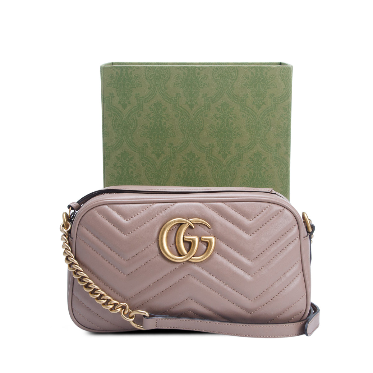Gucci Pink GG Marmont Matelasse Small Camera Bag w/ Box