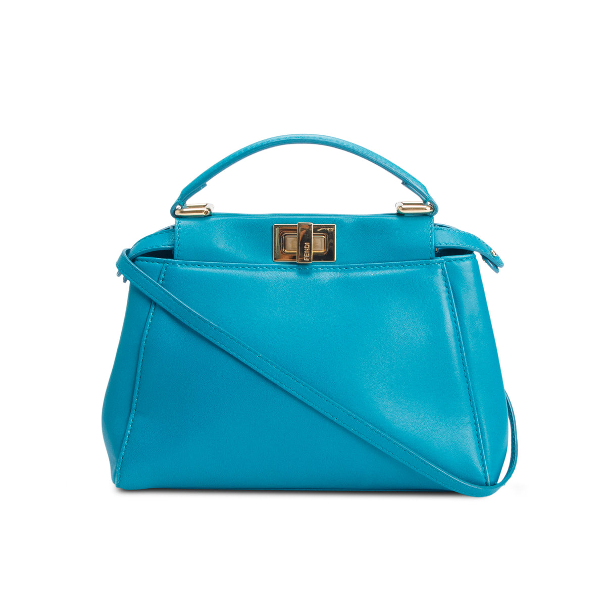 Fendi Teal Nappa Mini Peekaboo Iconic Satchel w/ Strap
