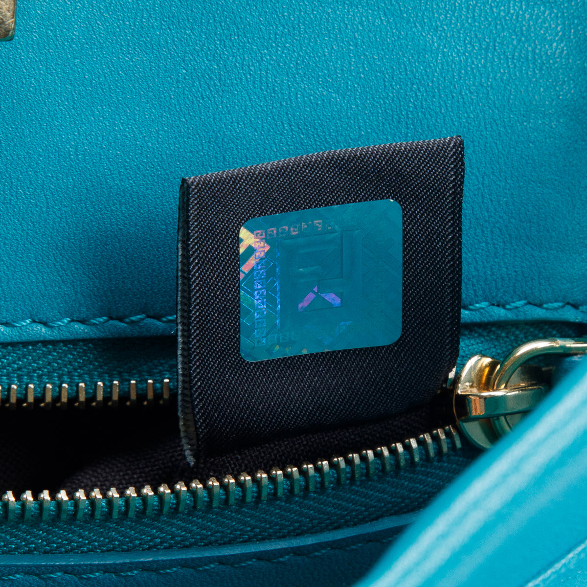 Fendi Teal Nappa Mini Peekaboo Iconic Satchel w/ Strap