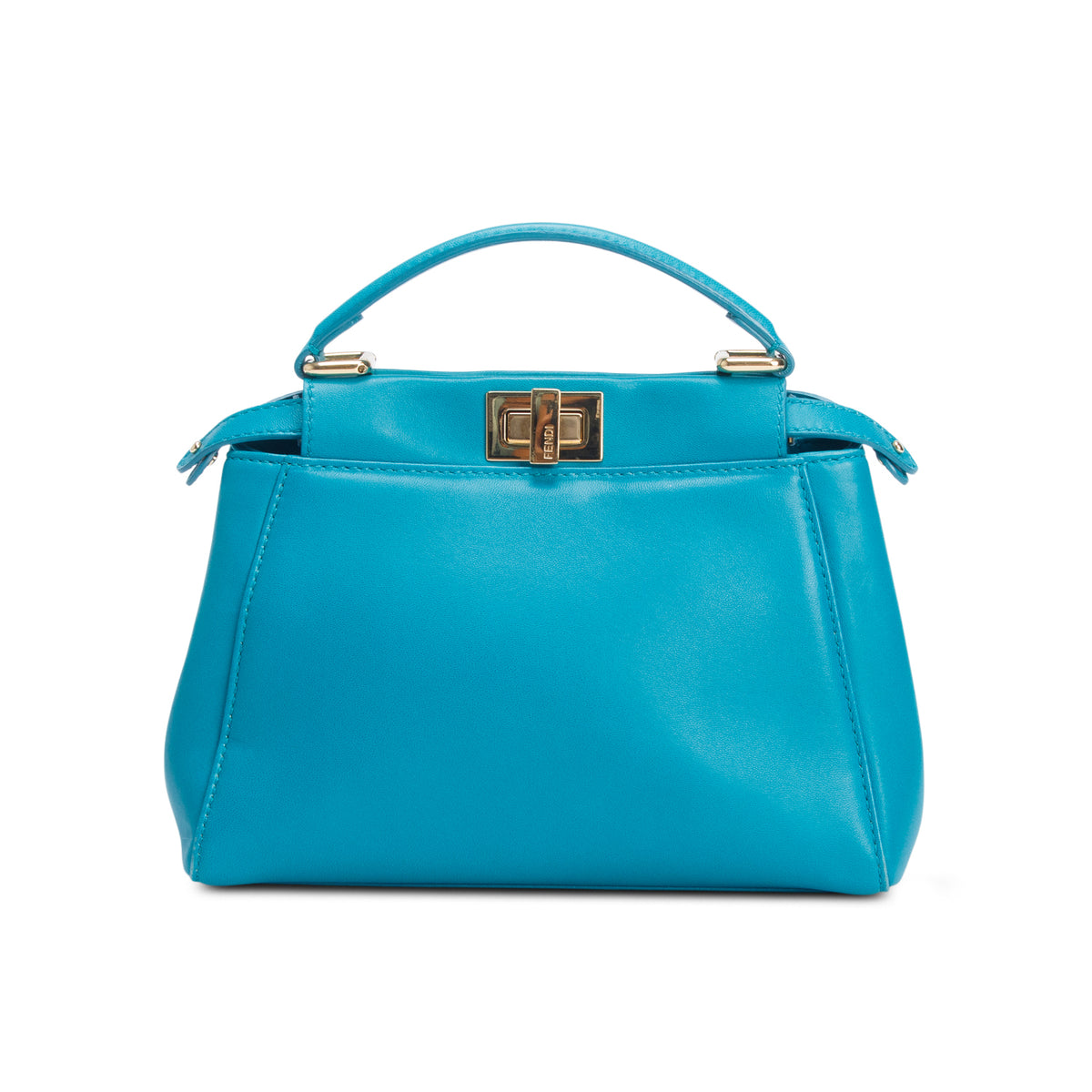 Fendi Teal Nappa Mini Peekaboo Iconic Satchel w/ Strap