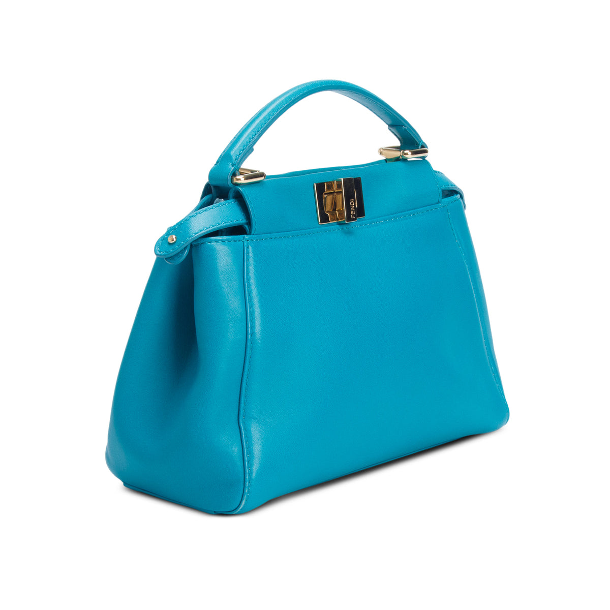 Fendi Teal Nappa Mini Peekaboo Iconic Satchel w/ Strap