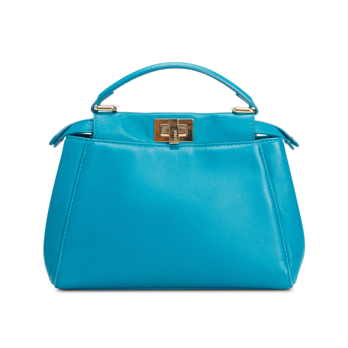Fendi Teal Nappa Mini Peekaboo Iconic Satchel w/ Strap