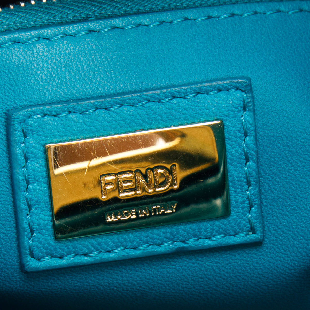 Fendi Teal Nappa Mini Peekaboo Iconic Satchel w/ Strap