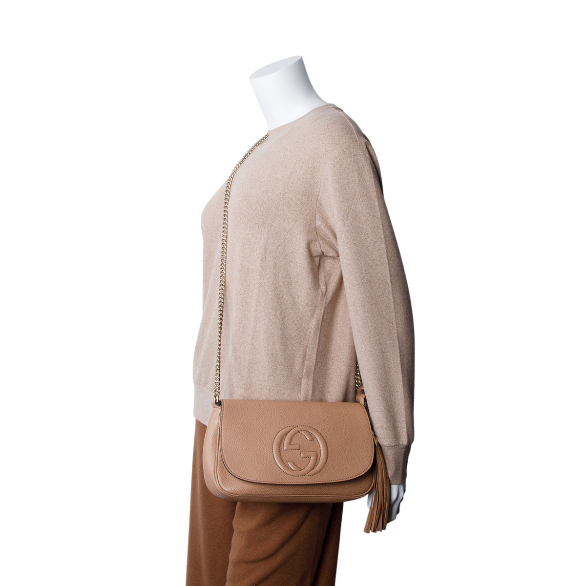 Gucci Brown Leather Medium Soho Flap Crossbody Bag