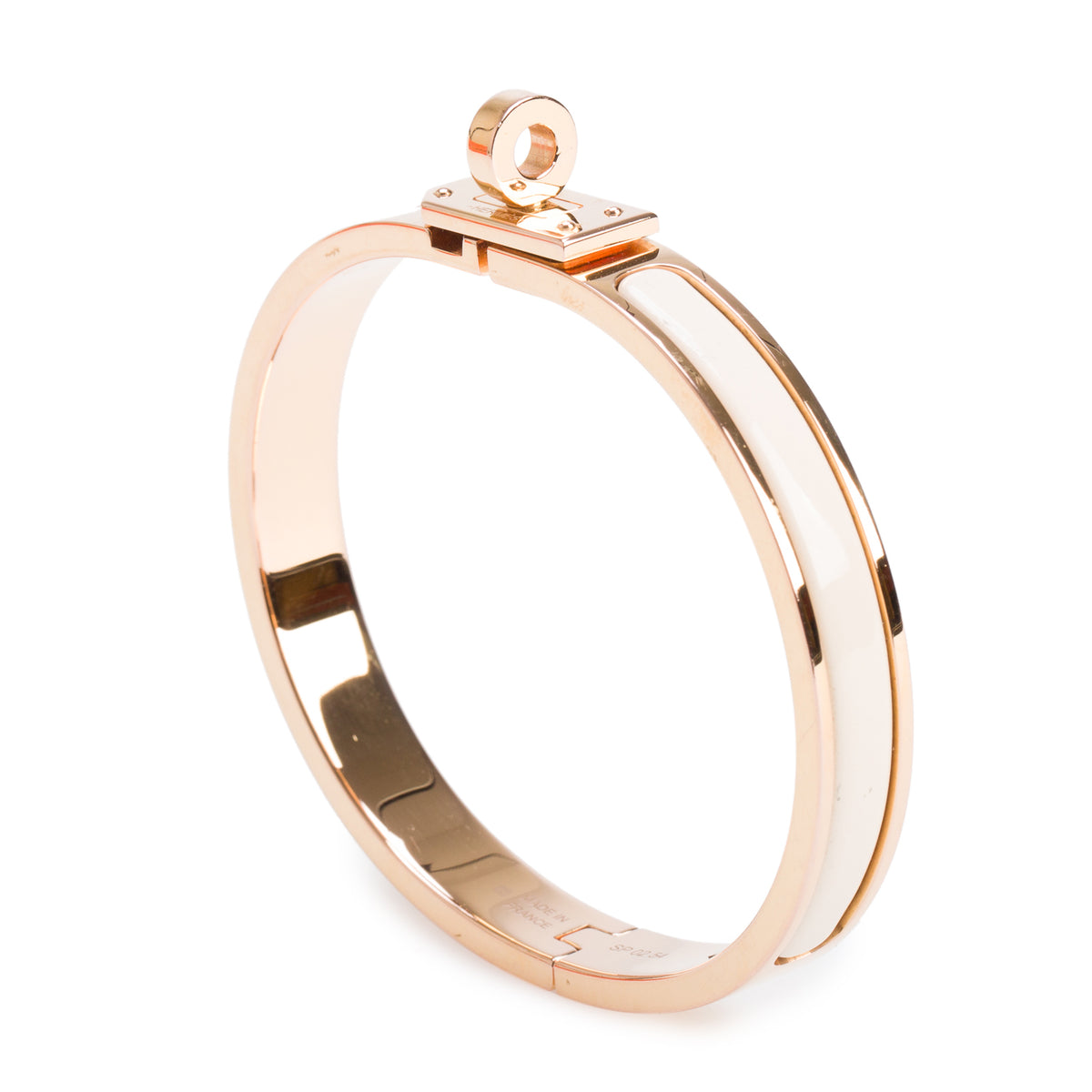 Hermes 2025 Yellow Gold-Plated Creme Enamel Mini Clic Kelly Bracelet w/ Box & Receipt
