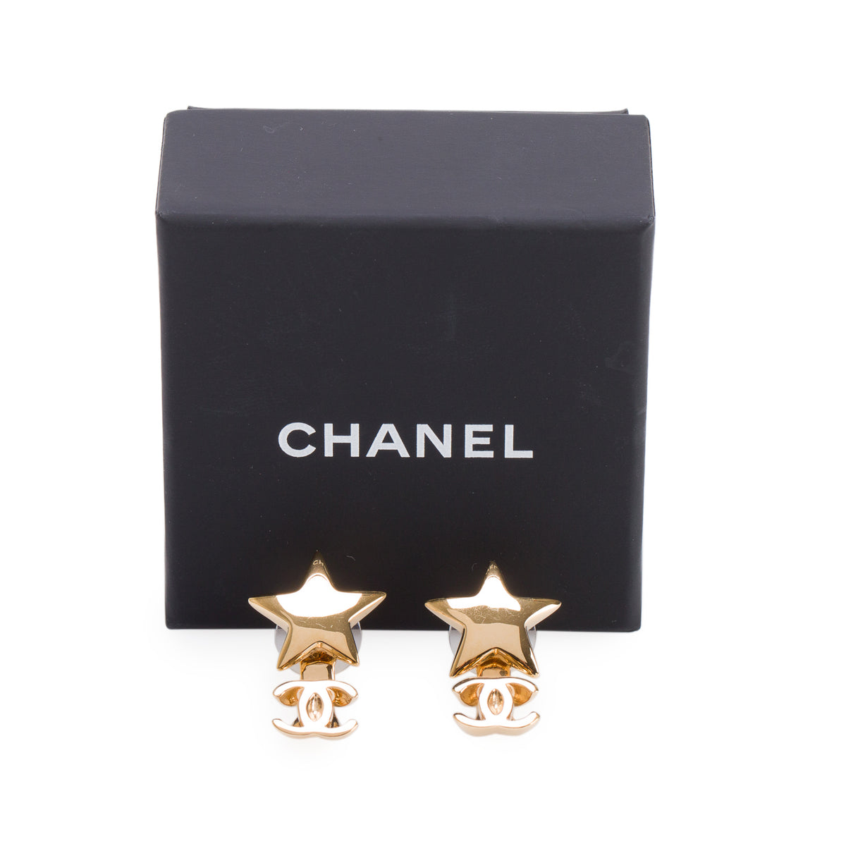 Chanel 2026 Gold Plated Star CC Drop Earrings w/ Box & Receipt