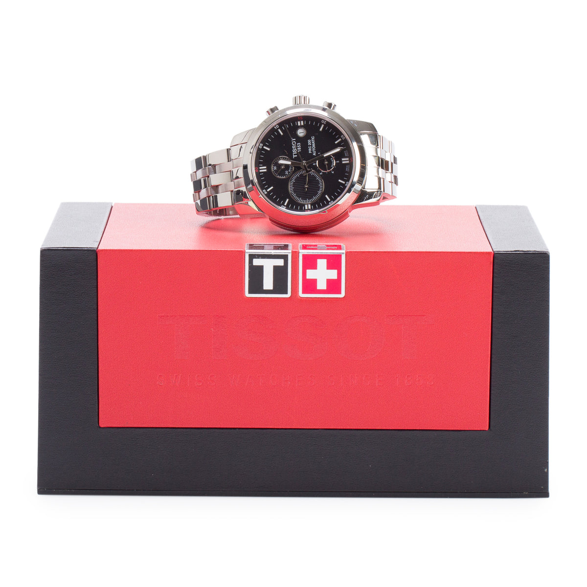 Tissot Stainless Steel PRC 200 43 MM Automatic Chronograph Watch Black Dial w/ Box & Papers