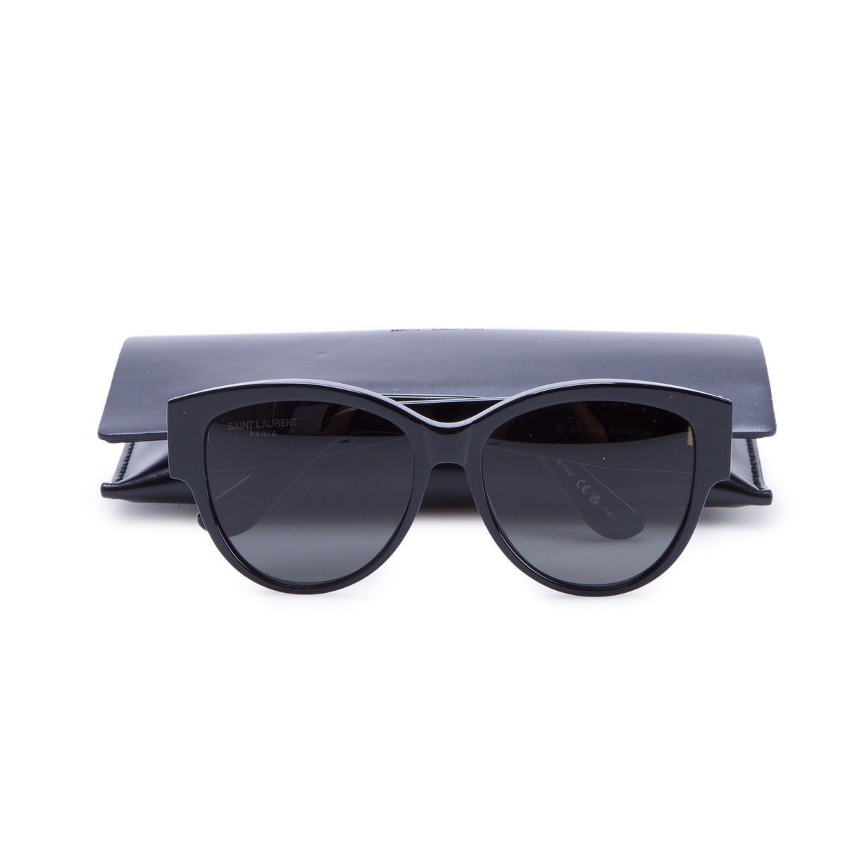 Saint Laurent SL M3 Black Acetate Oval Sunglasses w/ Case