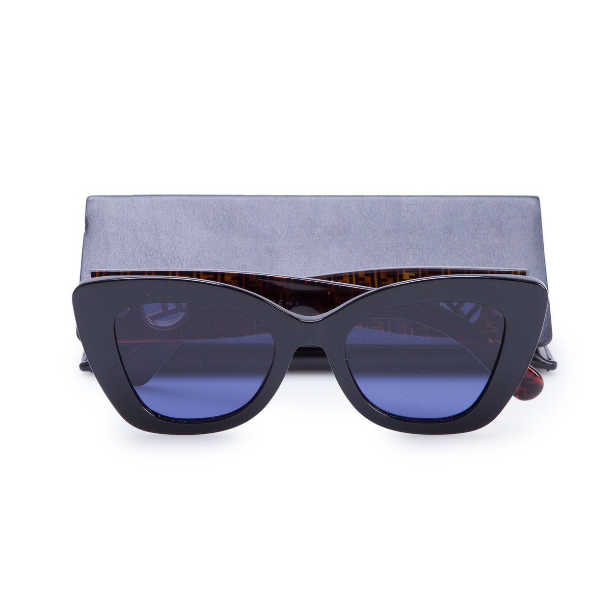 Fendi FF0327/S Black/Brown Acetate F is Fendi Cat Eye Sunglasses w/ Case & Authenticity Card