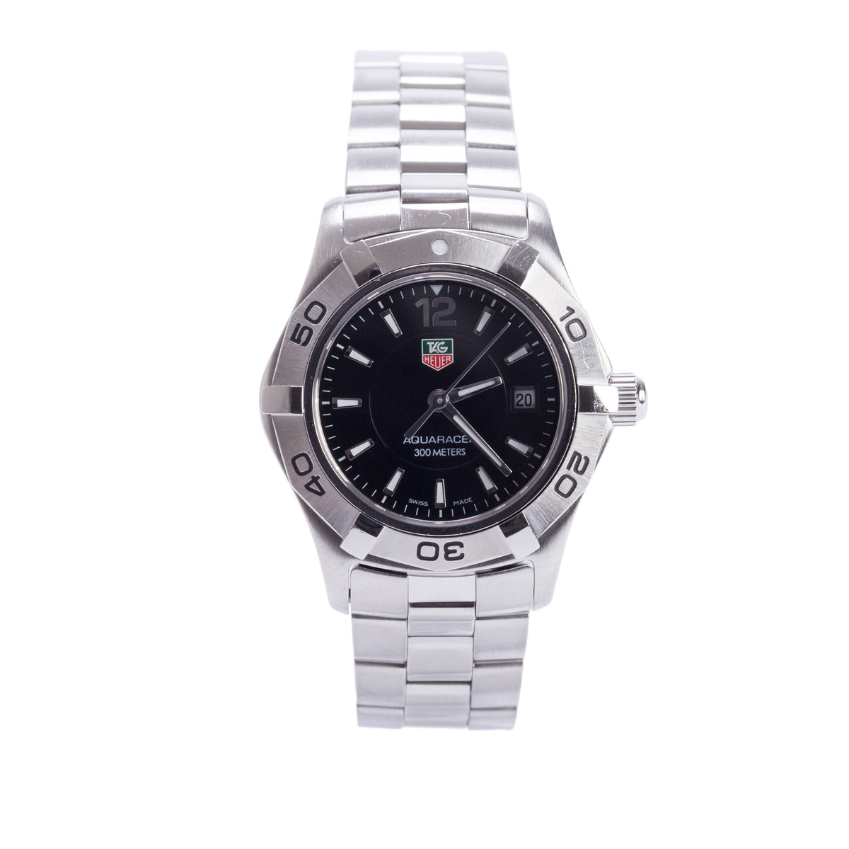 Tag Heuer Stainless Steel Aquaracer 27 MM Quartz Watch Black Dial WAF1410
