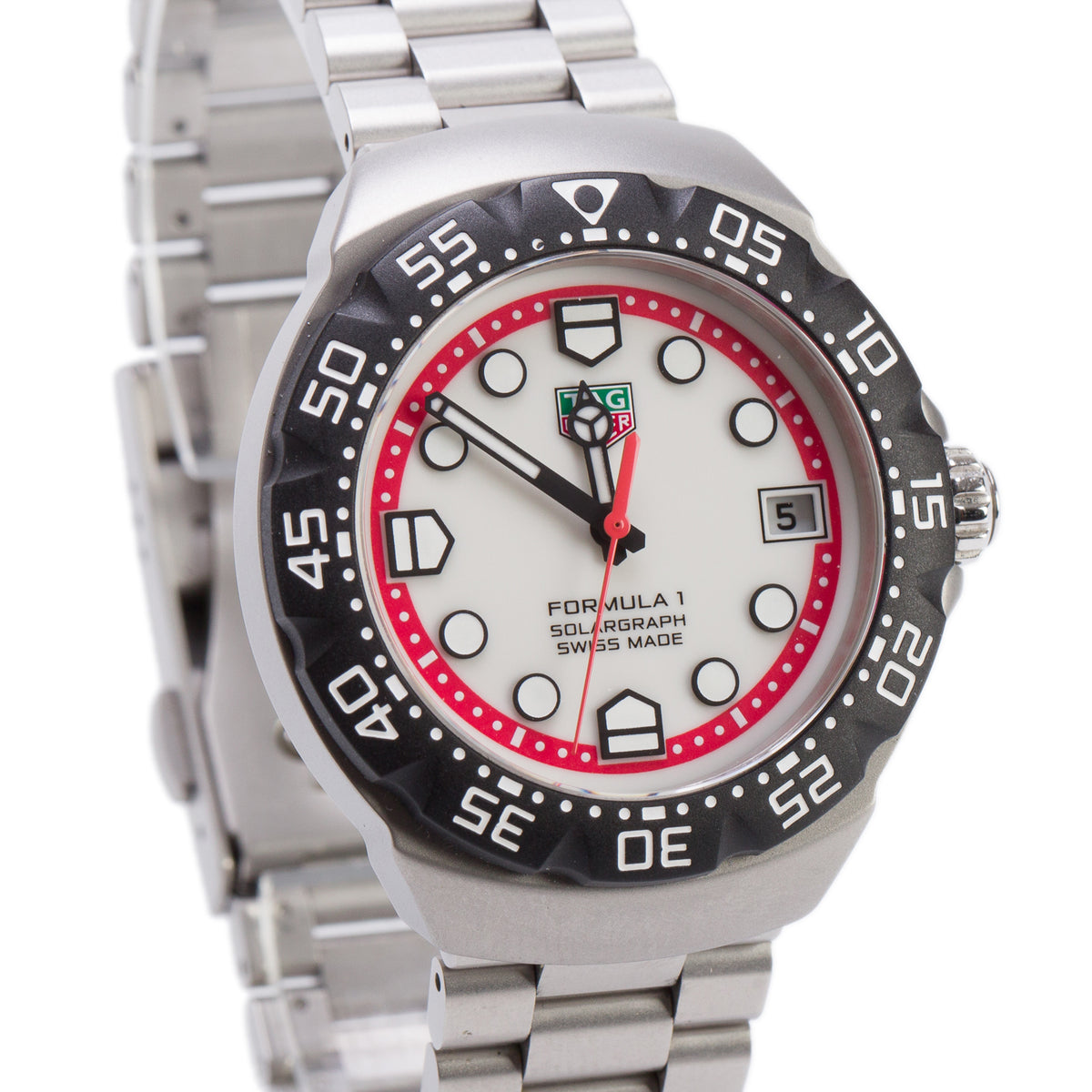 Tag Heuer 2025 Stainless Steel Formula 1 Solargraph 38 MM Quartz Watch White Dial WBY1111 w/ Box & Papers