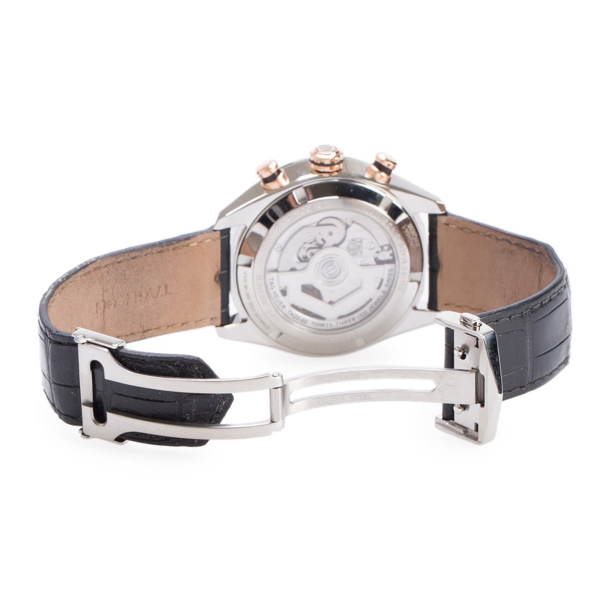 Tag Heuer 2025 Stainless Steel & 18k Rose Gold Carrera 44 MM Automatic Chronograph Watch Black Dial CBN2A5A w/ Box & Papers