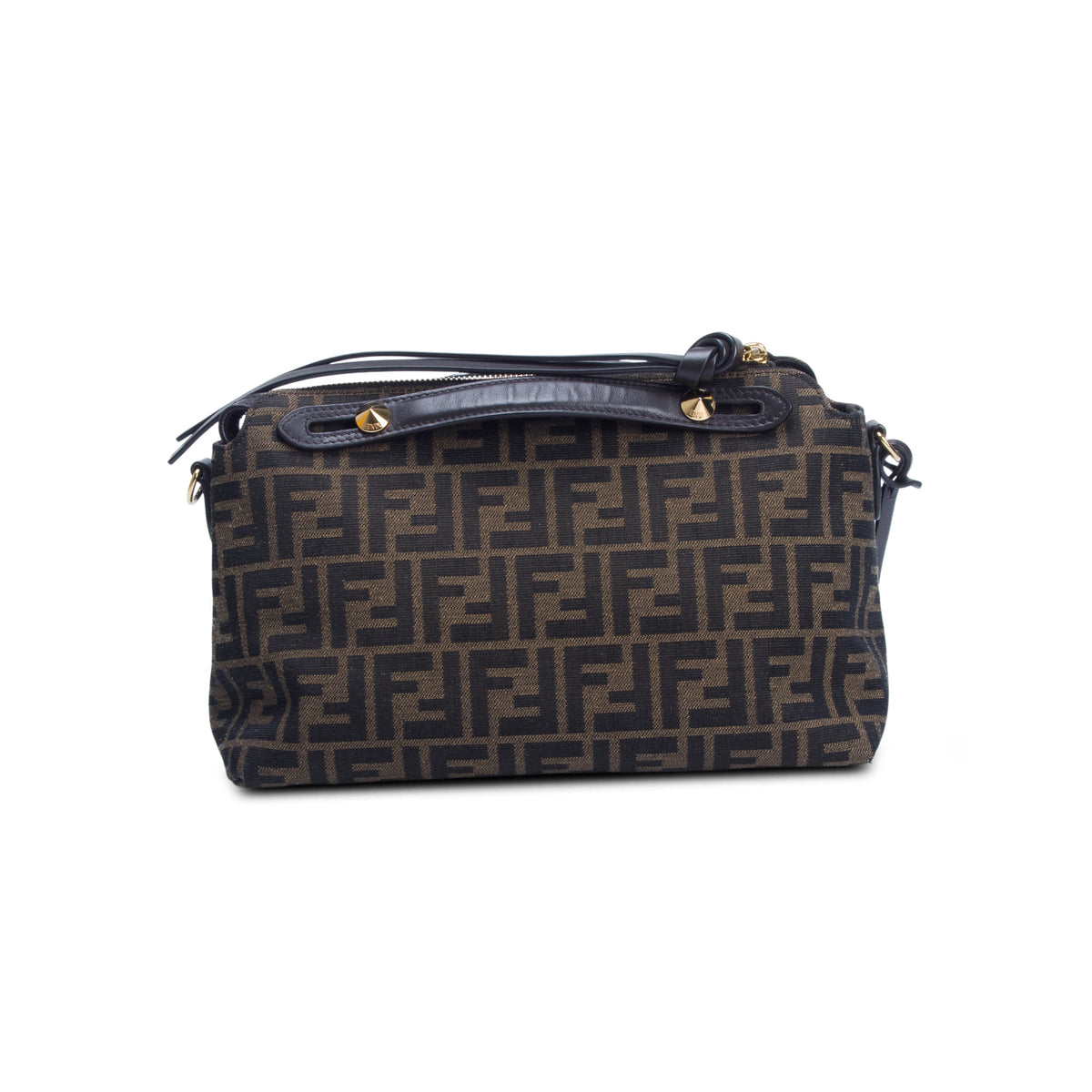 Fendi Brown Vitello Grace Jacquard FF Medium By The Way Boston Bag w/ Box