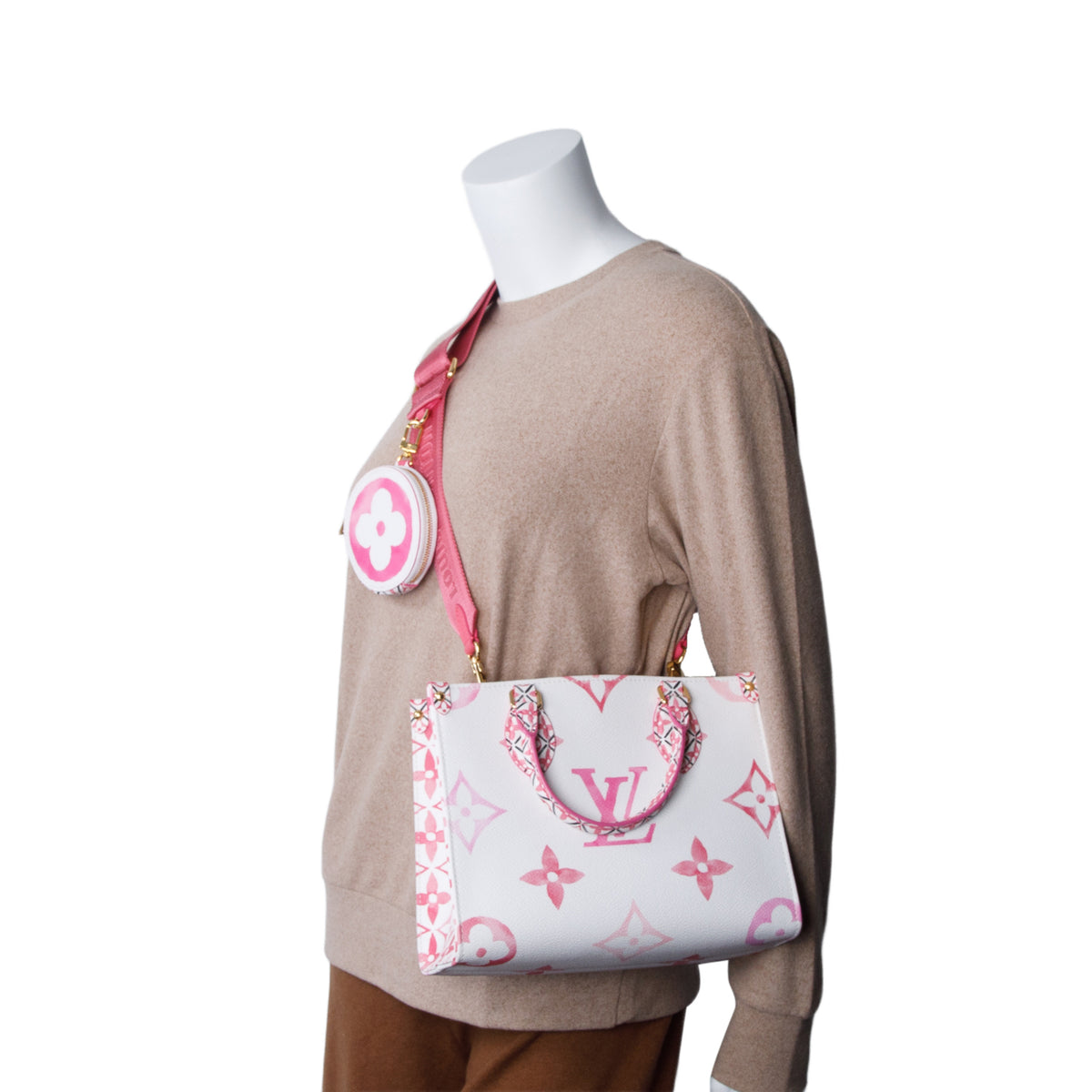 Louis Vuitton White/Pink Monogram Giant By The Pool 2.0 Onthego PM w/ Strap