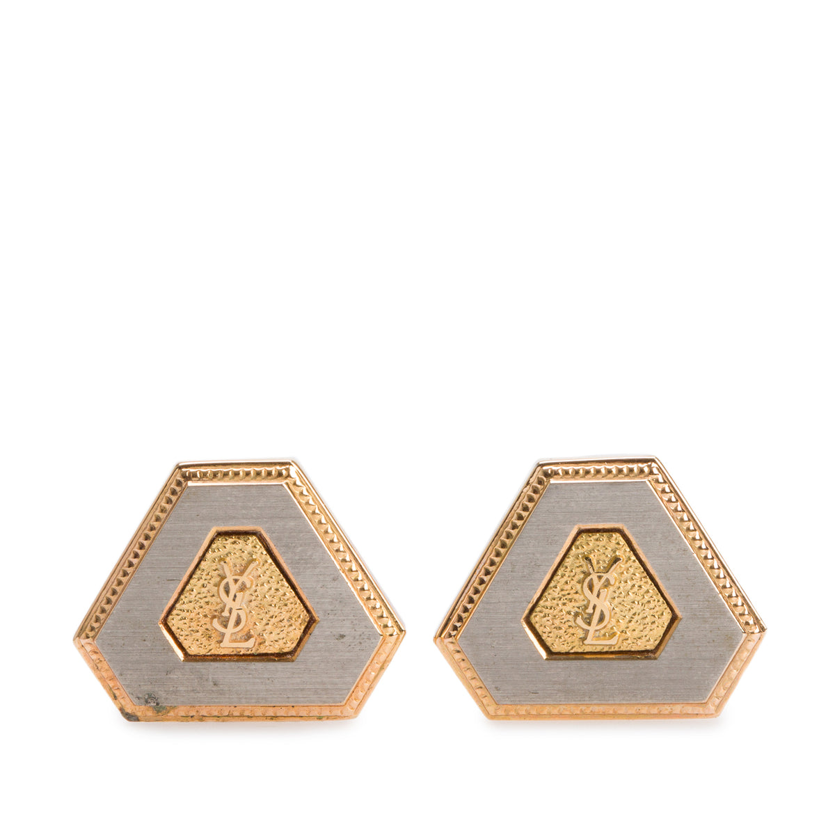 Saint Laurent Vintage Gold-Plated & Silver-Plated Logo Cufflinks