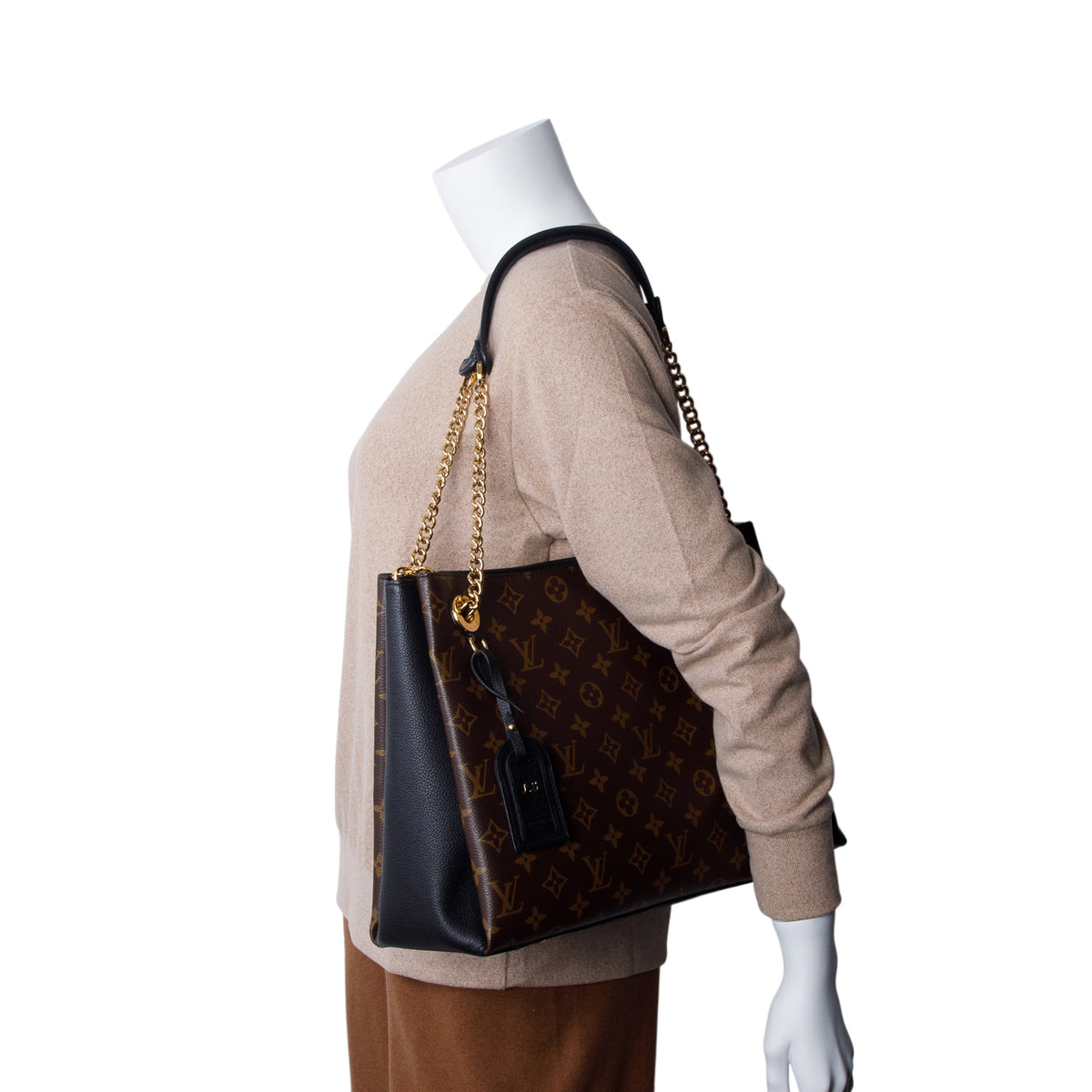 Louis Vuitton Monogram Black Leather Trim Surene MM w/ Box