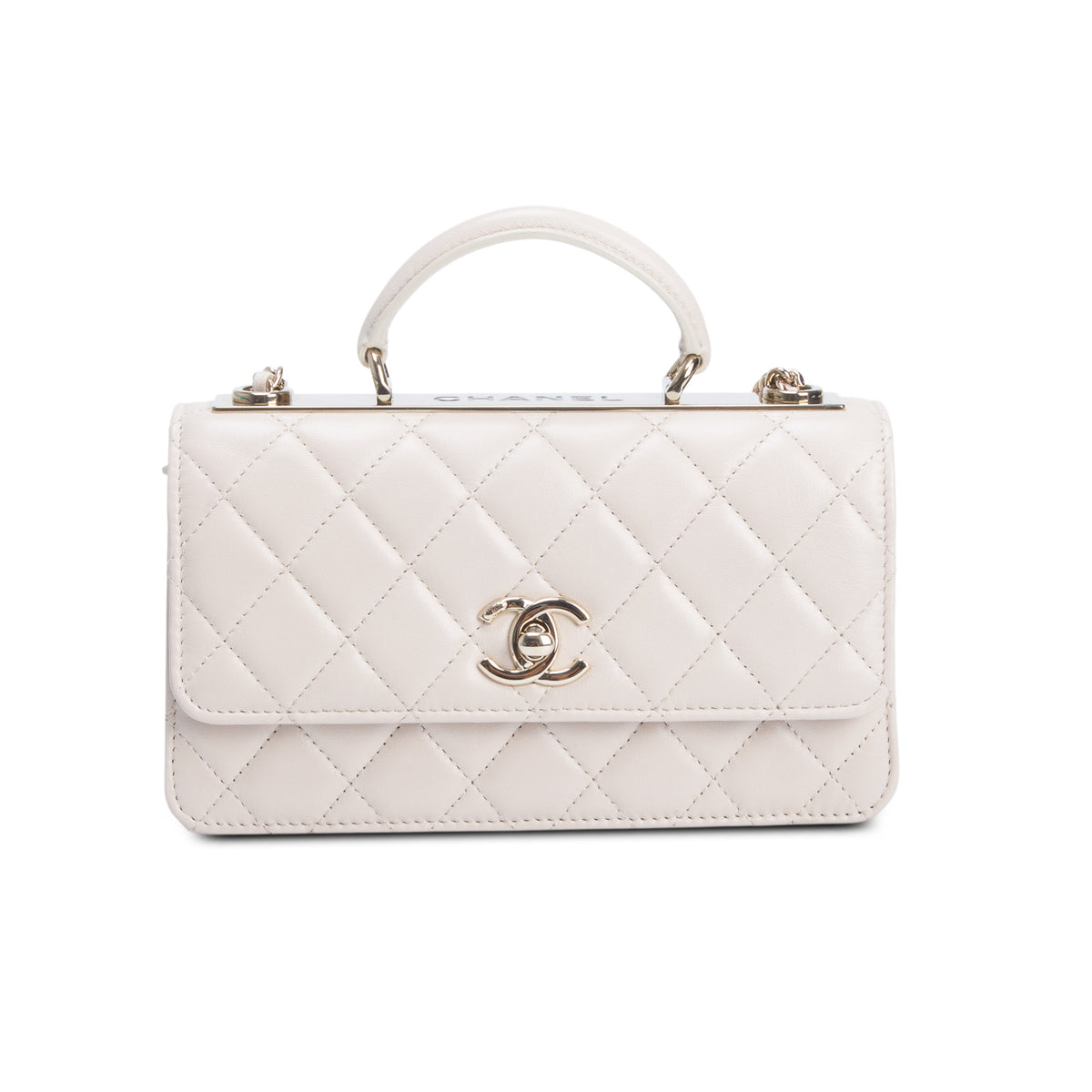 Chanel Beige Lambskin Leather Trendy Handle Wallet on Chain