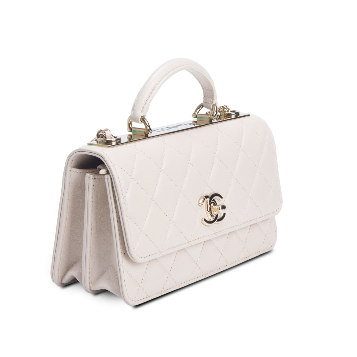 Chanel Beige Lambskin Leather Trendy Handle Wallet on Chain