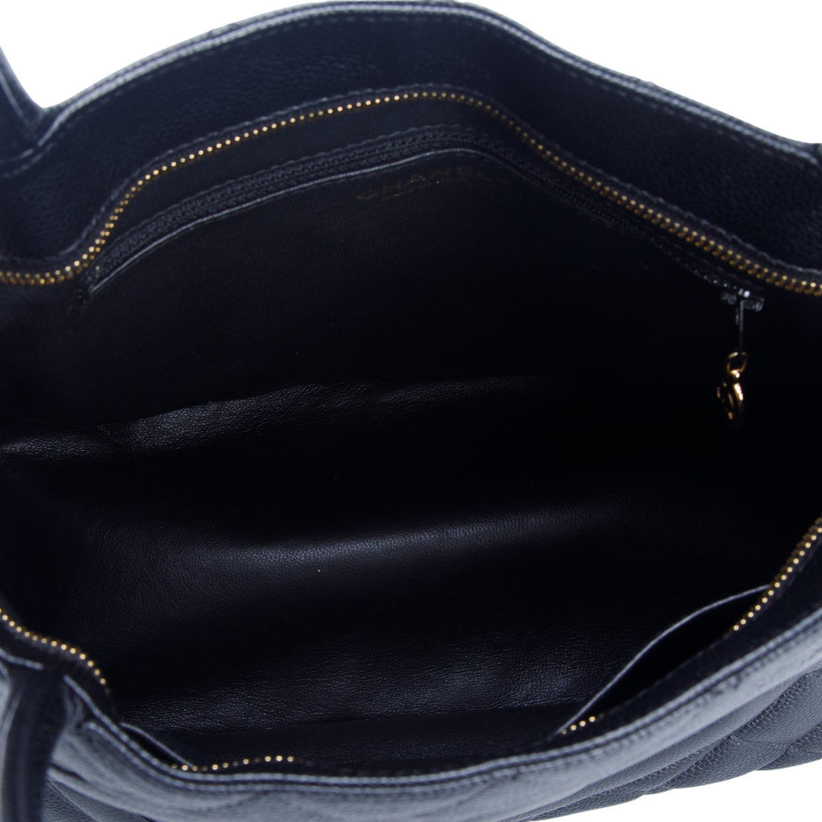 Chanel Black Quilted Caviar Leather Medallion Tote