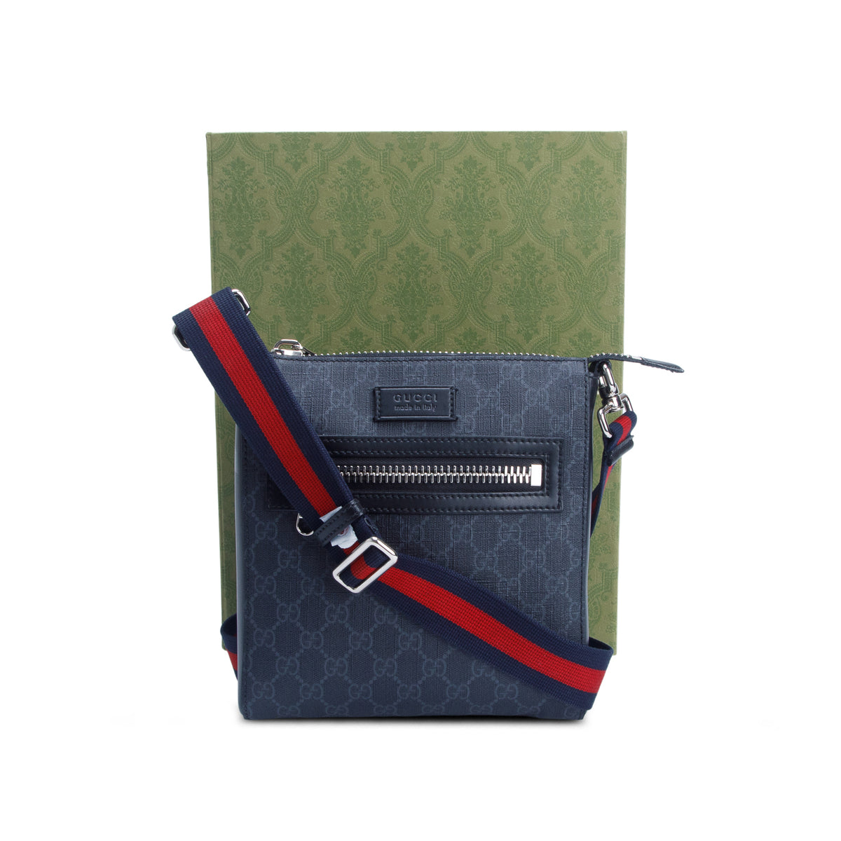 Gucci Black GG Supreme Small Messenger Bag w/ Box