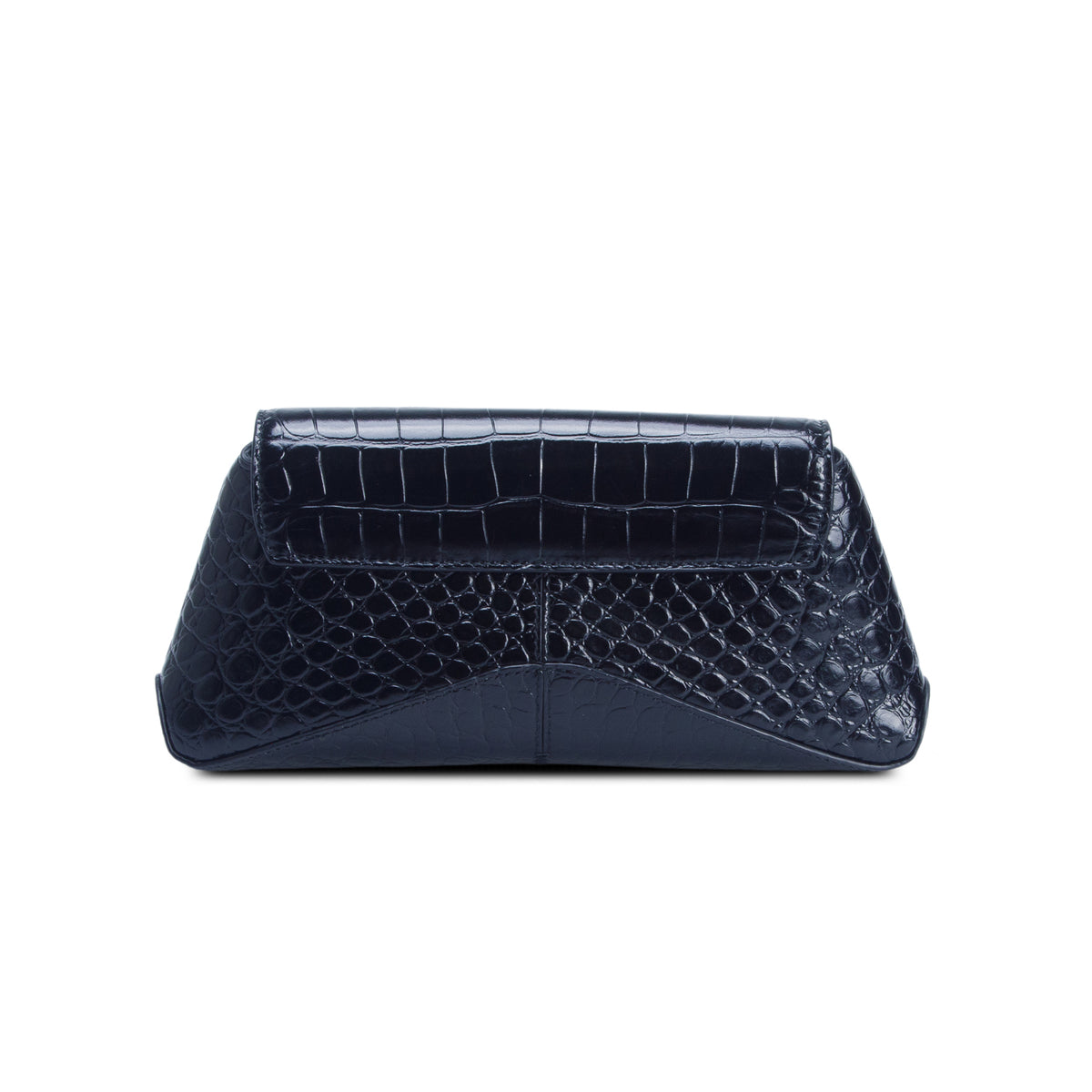 Balenciaga Black Shiny Super Supple Calfskin Crocodile Embossed Small XX Flap Bag