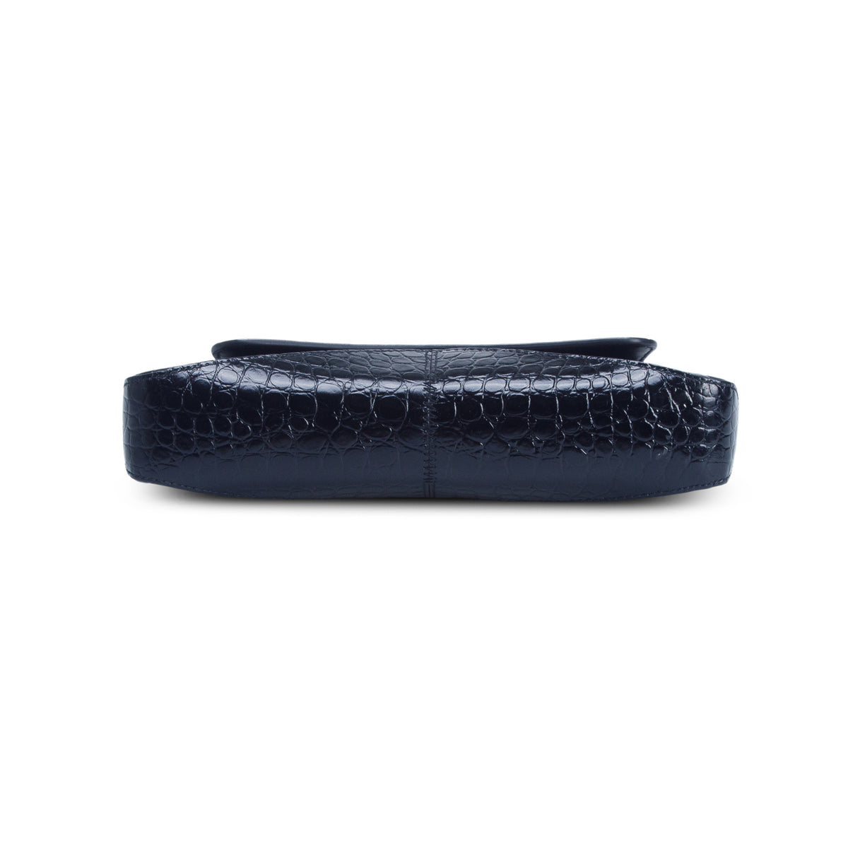 Balenciaga Black Shiny Super Supple Calfskin Crocodile Embossed Small XX Flap Bag