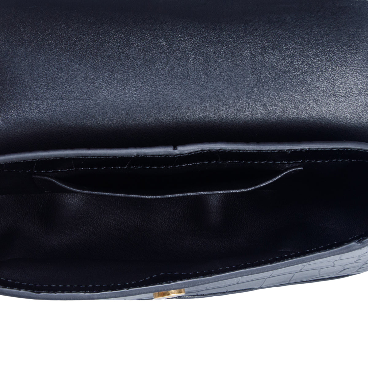 Balenciaga Black Shiny Super Supple Calfskin Crocodile Embossed Small XX Flap Bag