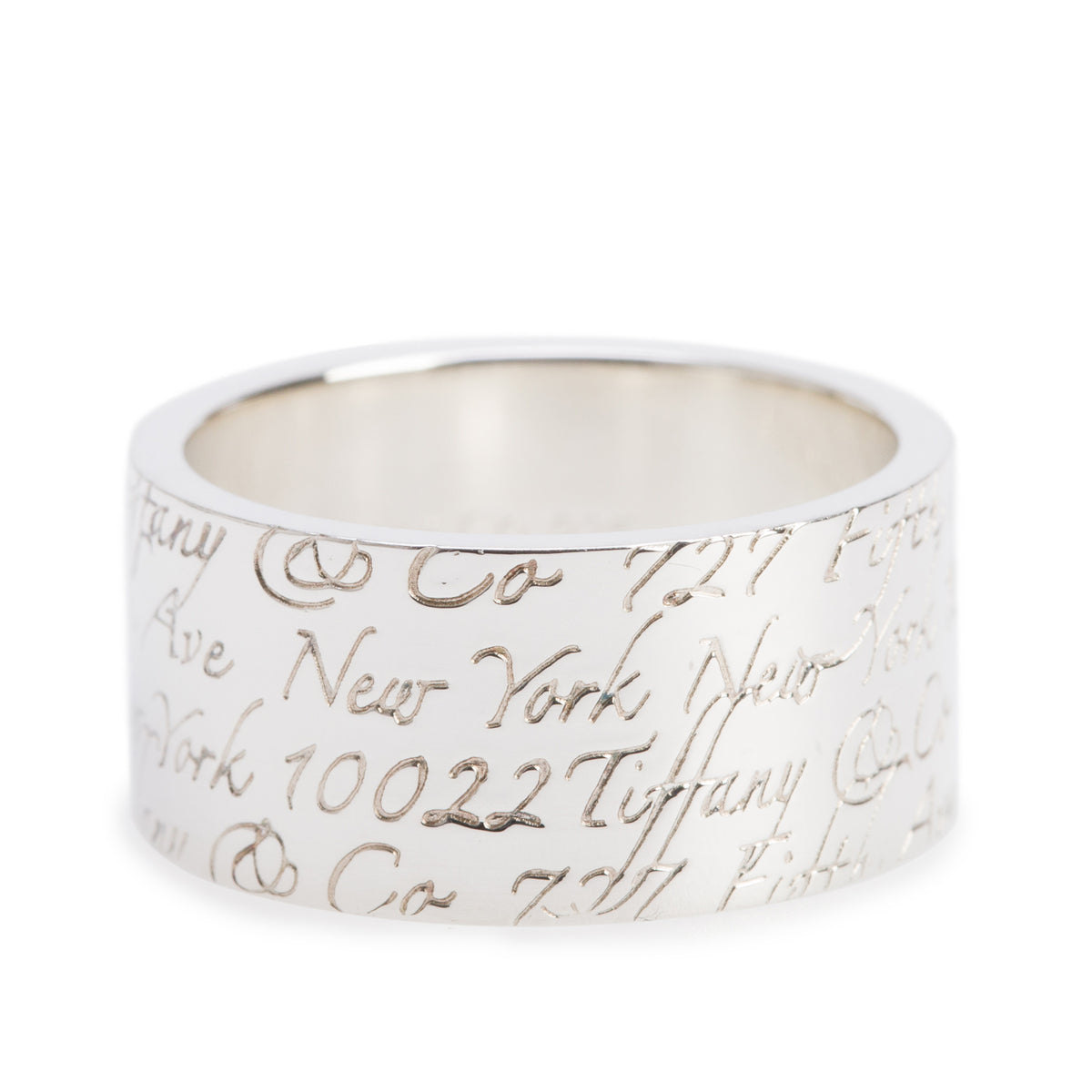 Tiffany & Co. Sterling Silver Fifth Ave 10MM Wide Notes Band Ring, Size 8