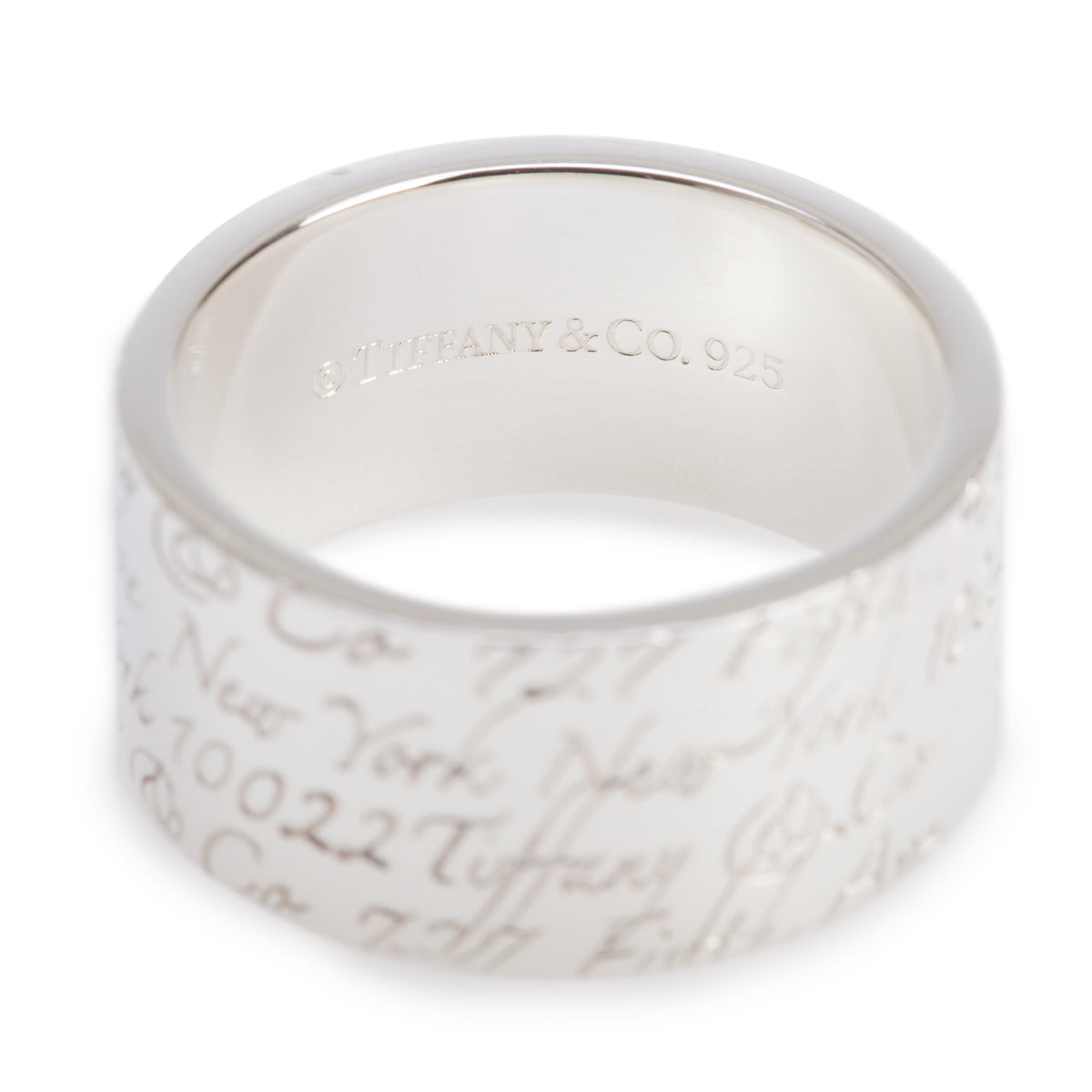 Tiffany & Co. Sterling Silver Fifth Ave 10MM Wide Notes Band Ring, Size 8