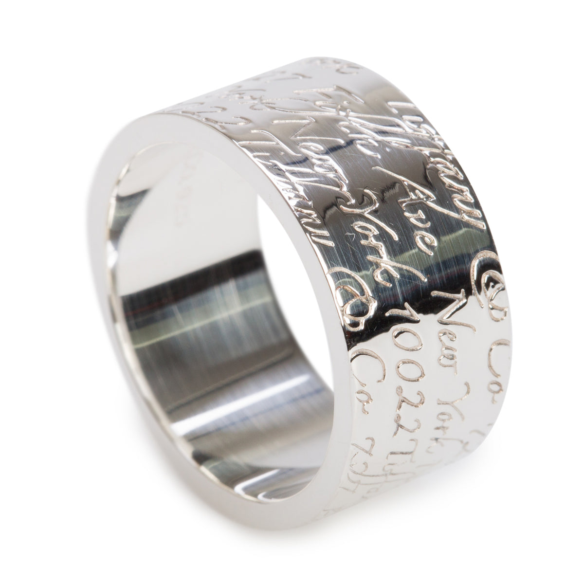 Tiffany & Co. Sterling Silver Fifth Ave 10MM Wide Notes Band Ring, Size 8