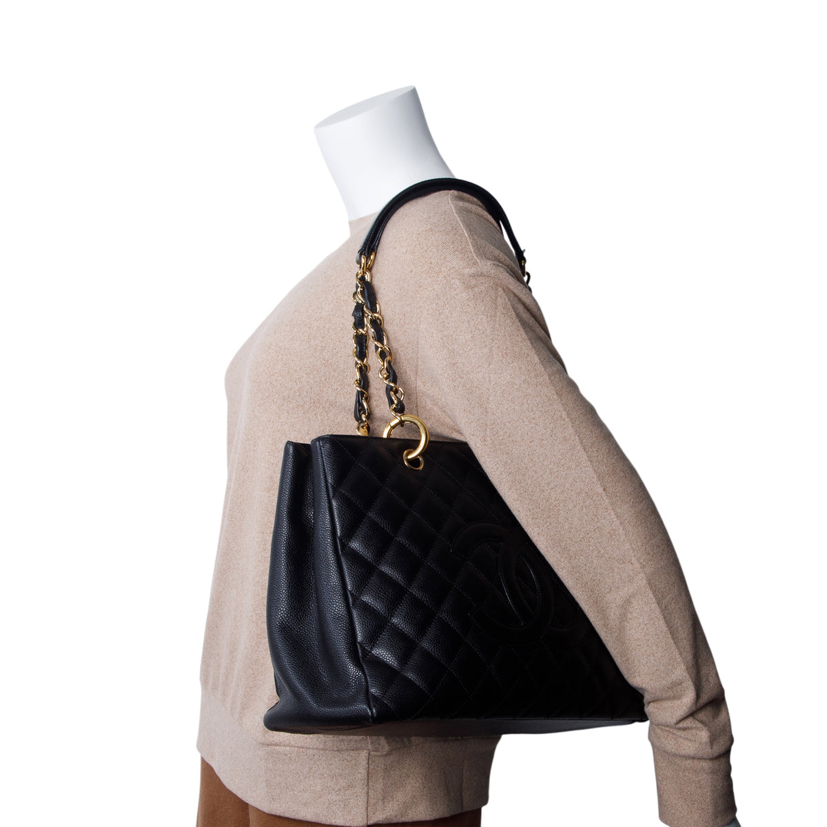 Chanel Black Caviar Leather Grand Shopping Tote (GST) w/ Authenticity Card