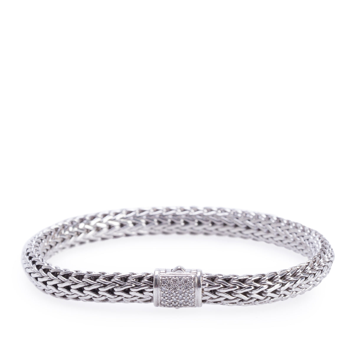 John Hardy Sterling Silver Diamond Classic Icon 6.5 MM Chain Bracelet