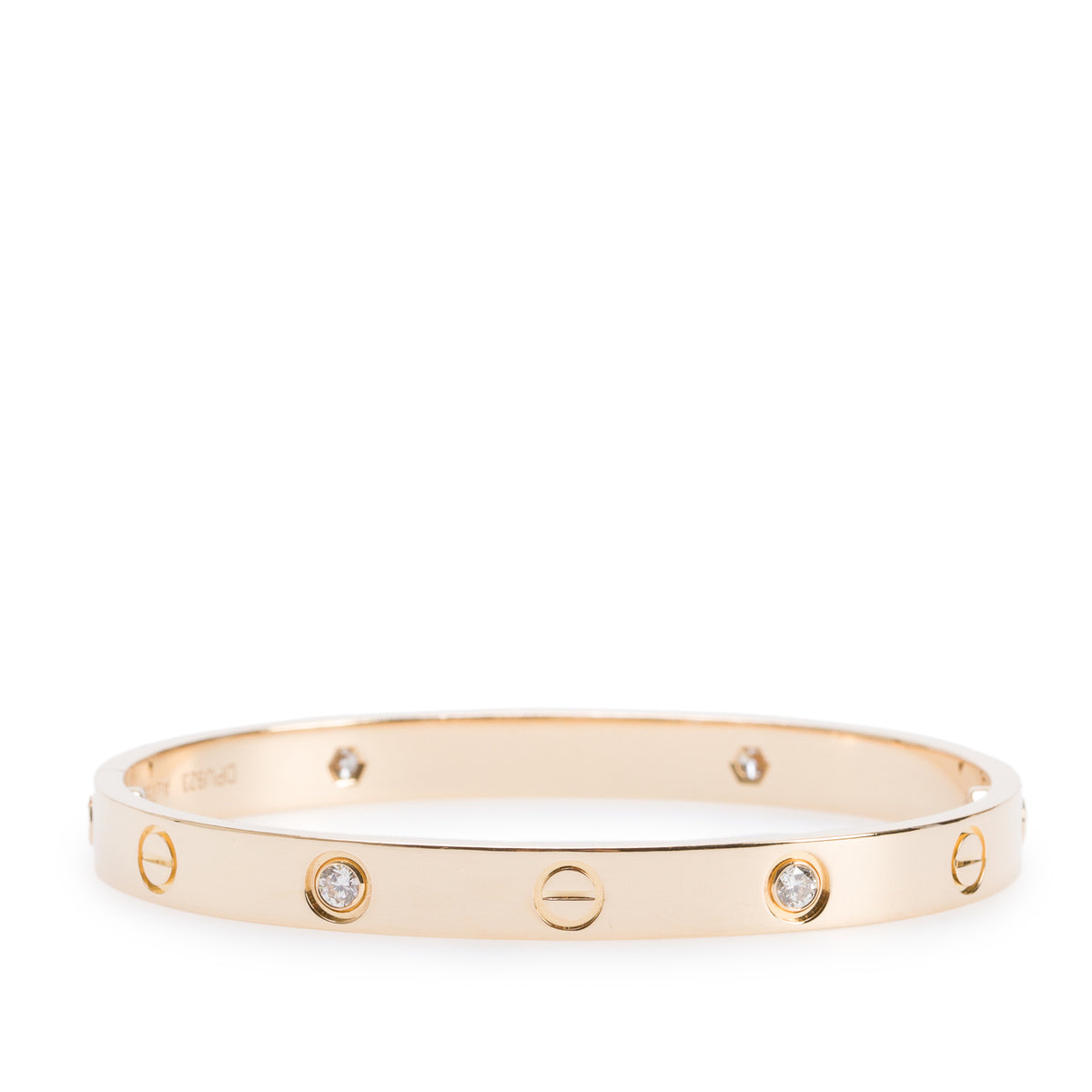 Cartier 18k Yellow Gold Love Bracelet with 4 Diamonds, Classic Model Size 17 w/ Box & Certificate