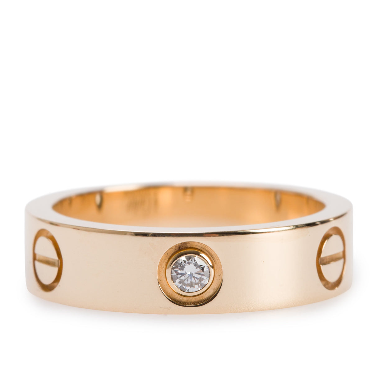 Cartier 2022 18k Yellow Gold 3 Diamond 5.5 MM Love Ring, Size 57 8 w/ Box & Receipt